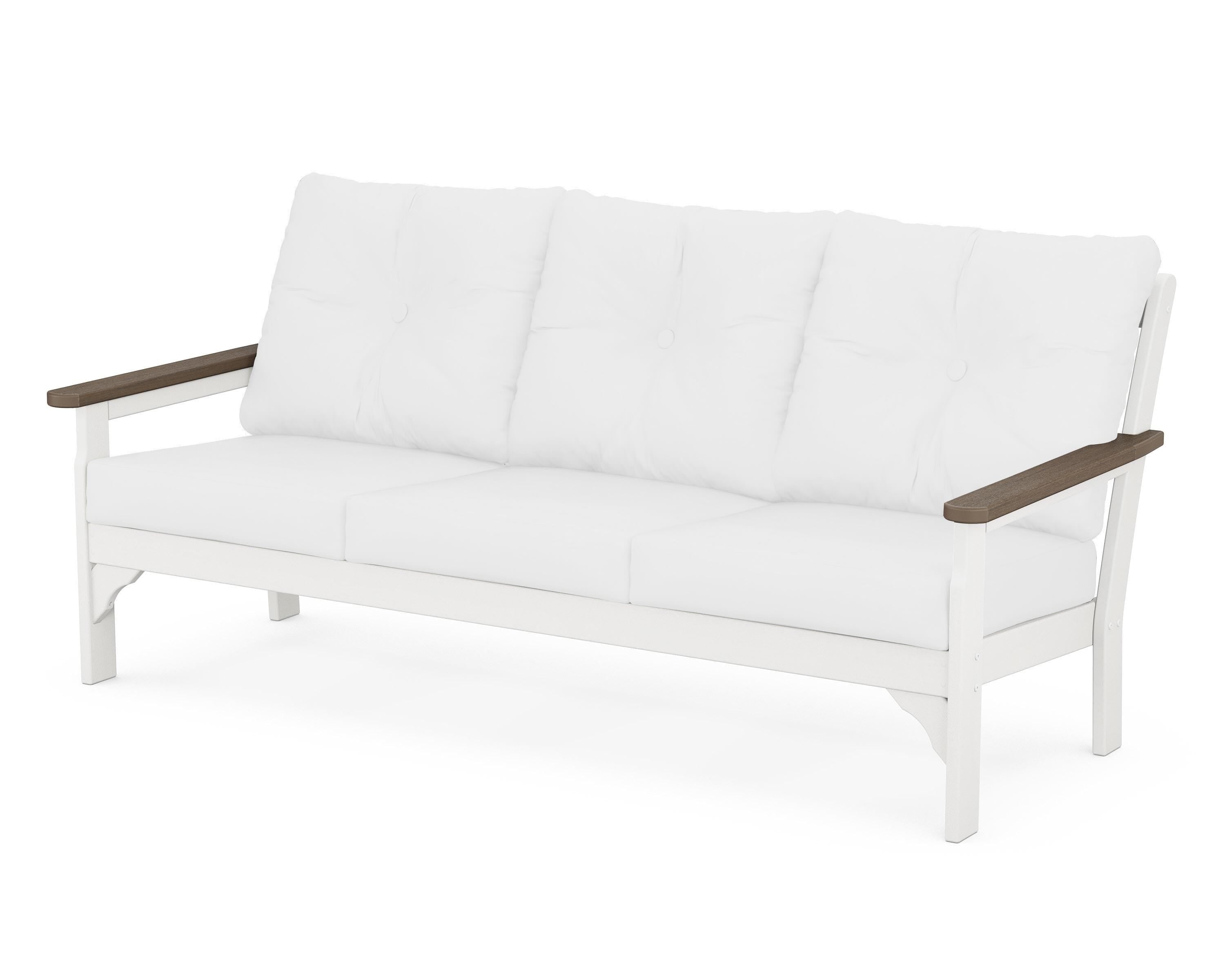 POLYWOOD® Vineyard Deep Seating Sofa in White / Kona / Natural
