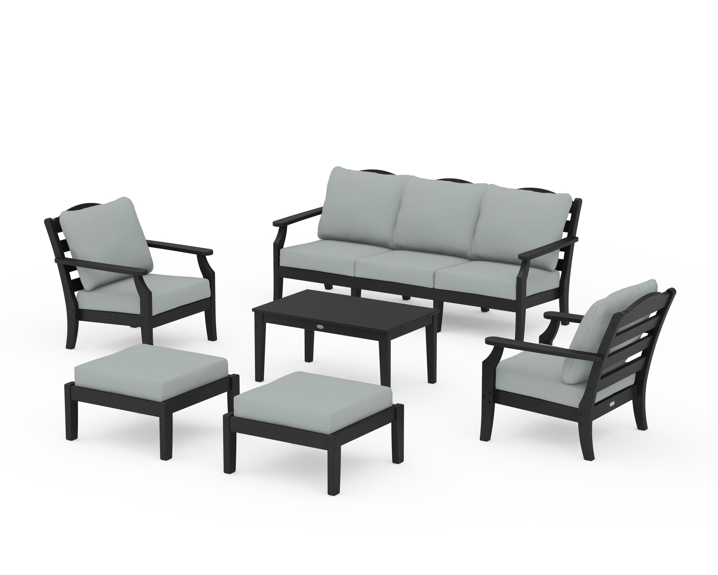 Draper James™ by POLYWOOD® Savannah 6-Piece Lounge Sofa Set in Black / Spa