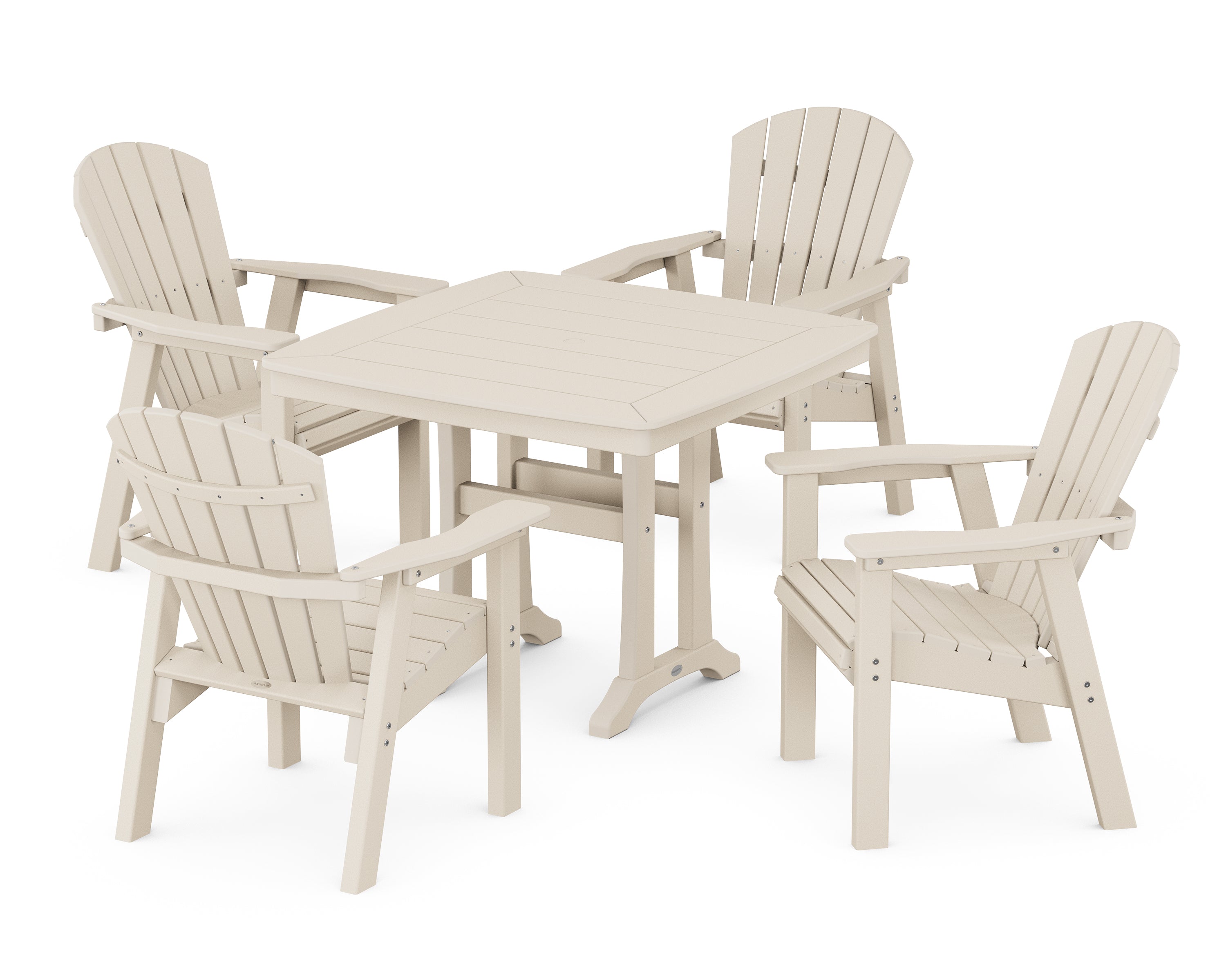 POLYWOOD® Seashell 5-Piece Dining Set with Trestle Legs in Sand