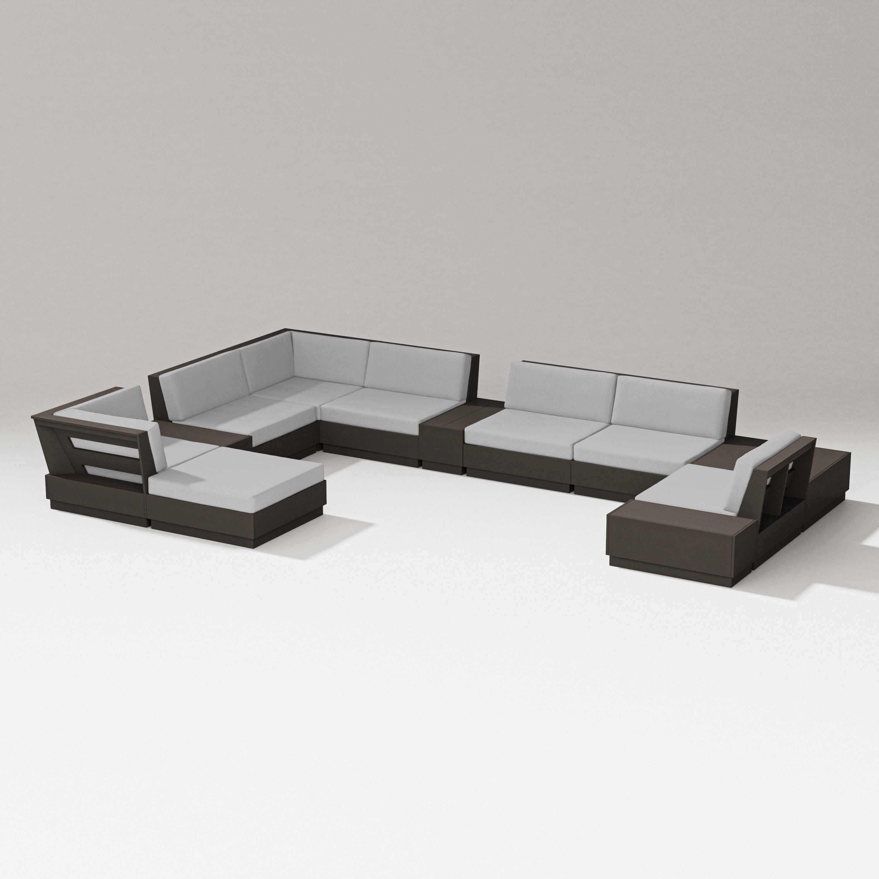 PW Designer Series Elevate 12-Piece Conversation Sectional Set in Vintage Coffee / Granite