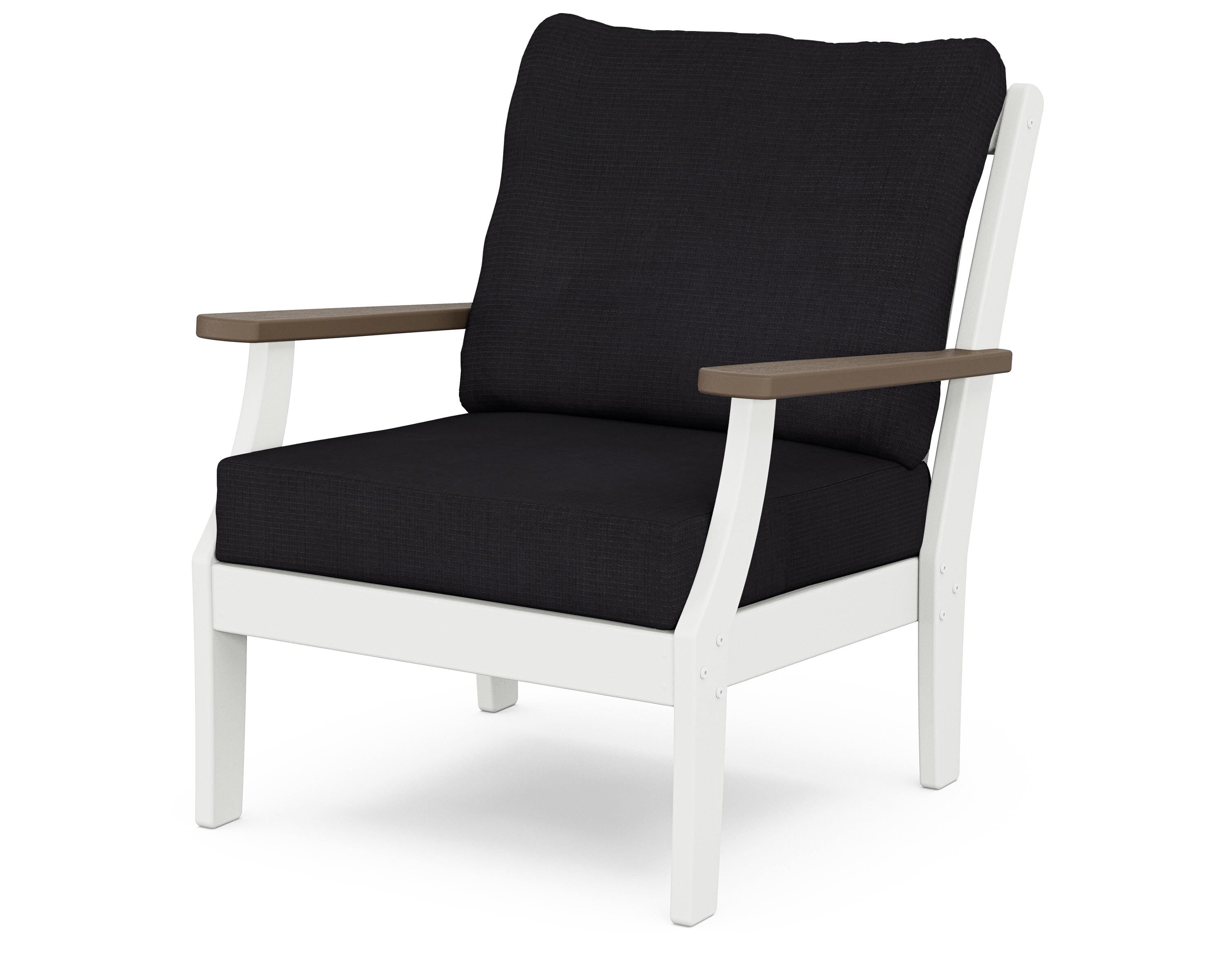 POLYWOOD® Braxton Deep Seating Chair in White / Kona / Midnight Linen