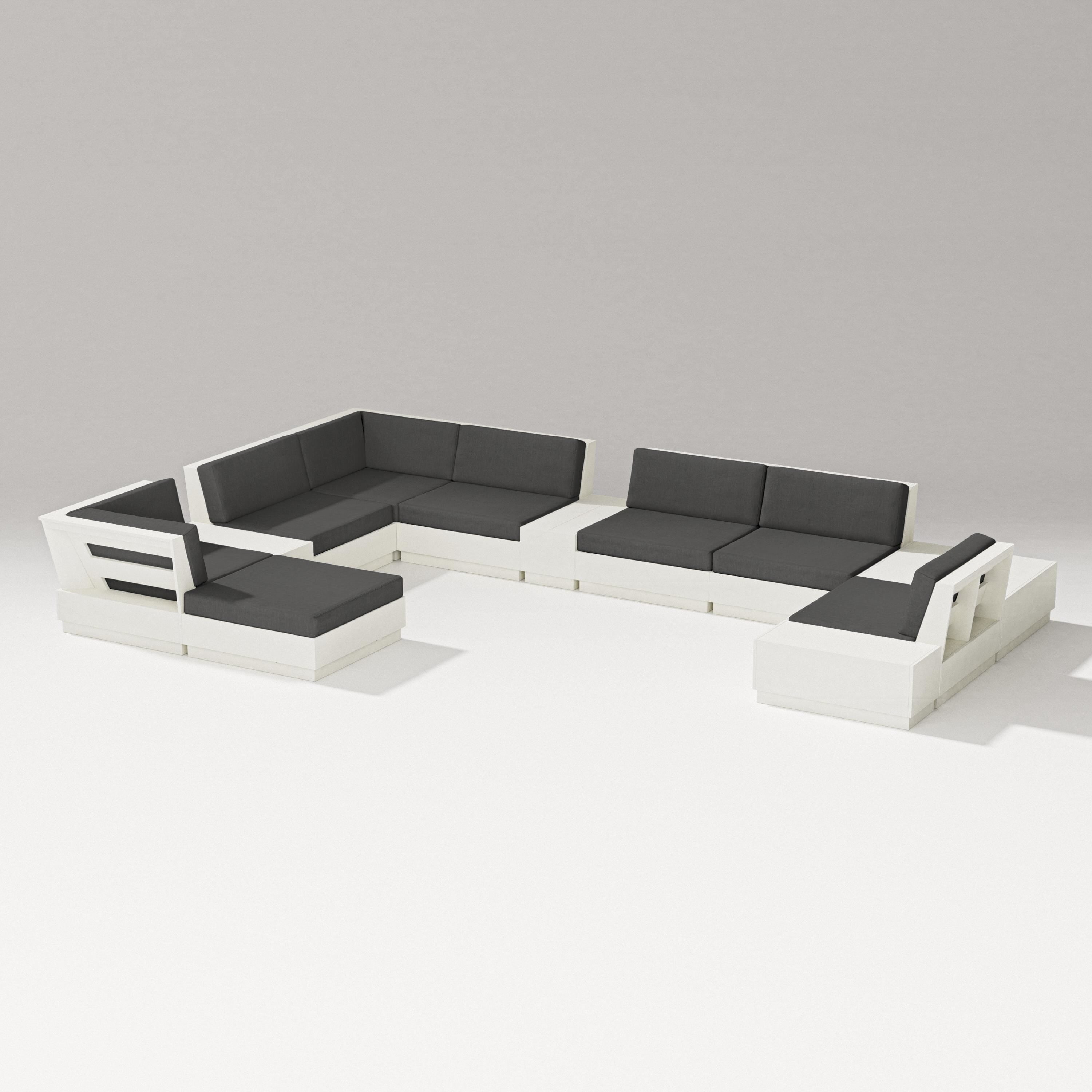 PW Designer Series Elevate 12-Piece Conversation Sectional Set in Vintage White / Spectrum Carbon