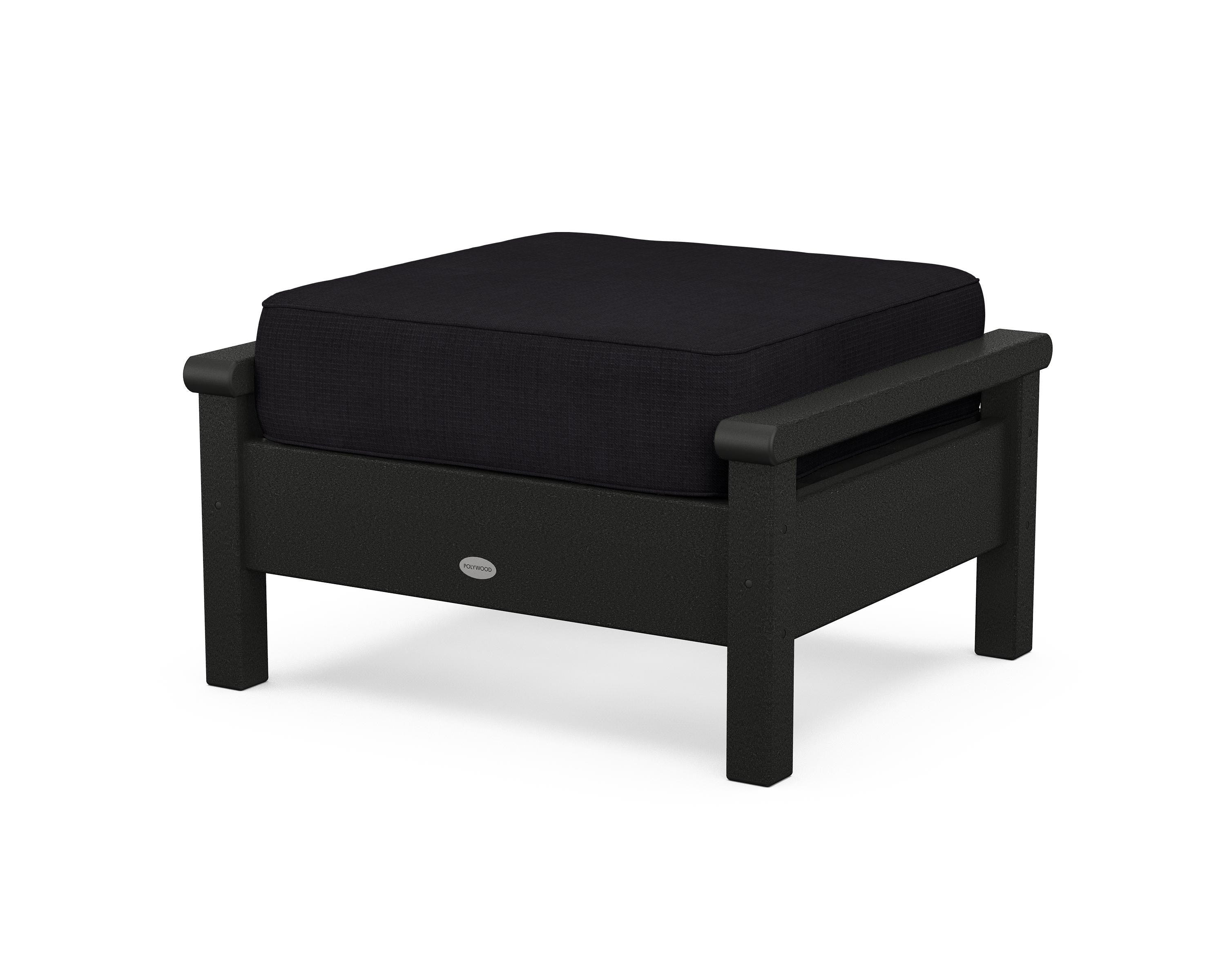 POLYWOOD® Harbour Deep Seating Ottoman in Black / Midnight Linen