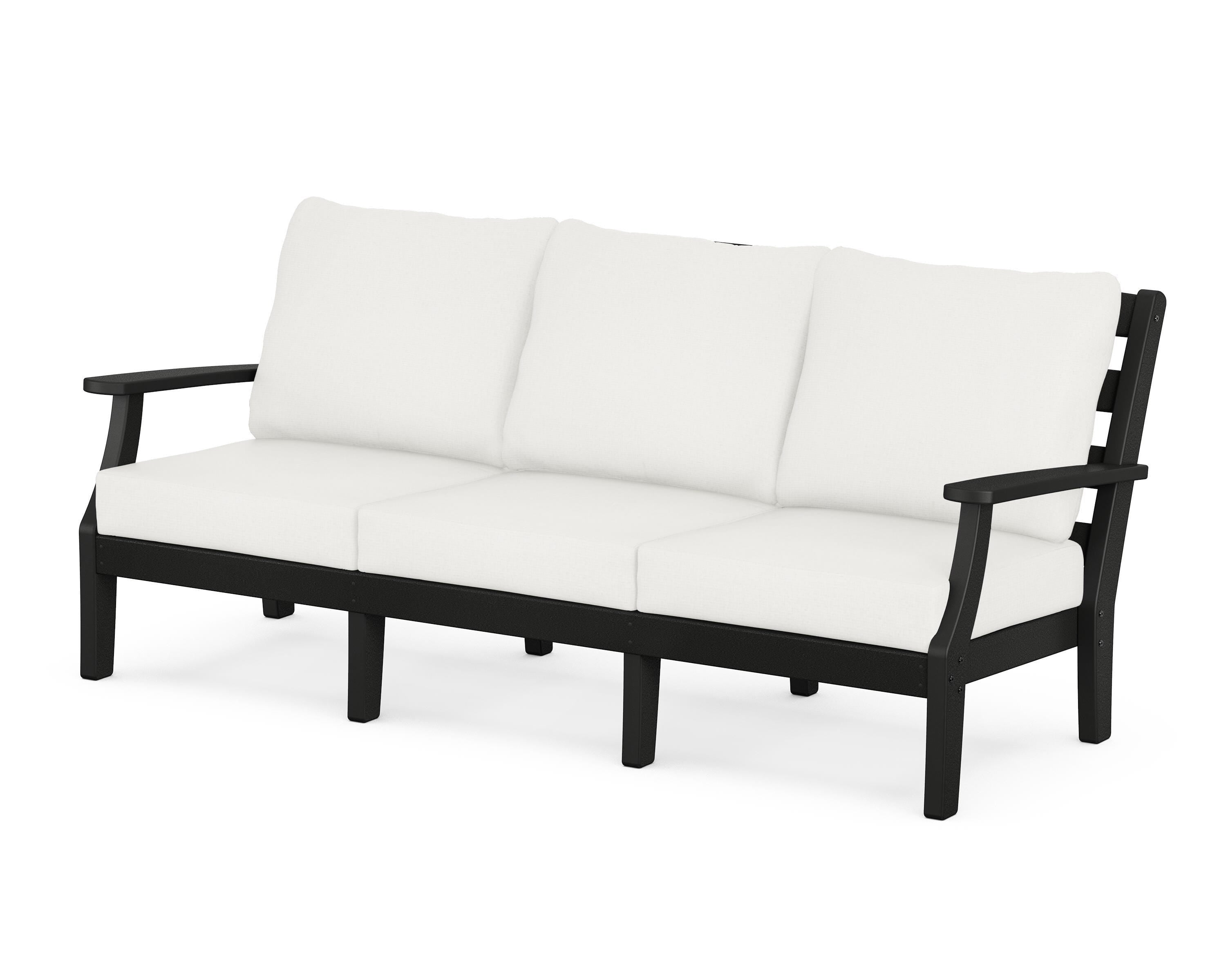 POLYWOOD® Chesapeake Deep Seating Sofa in Black / Natural Linen