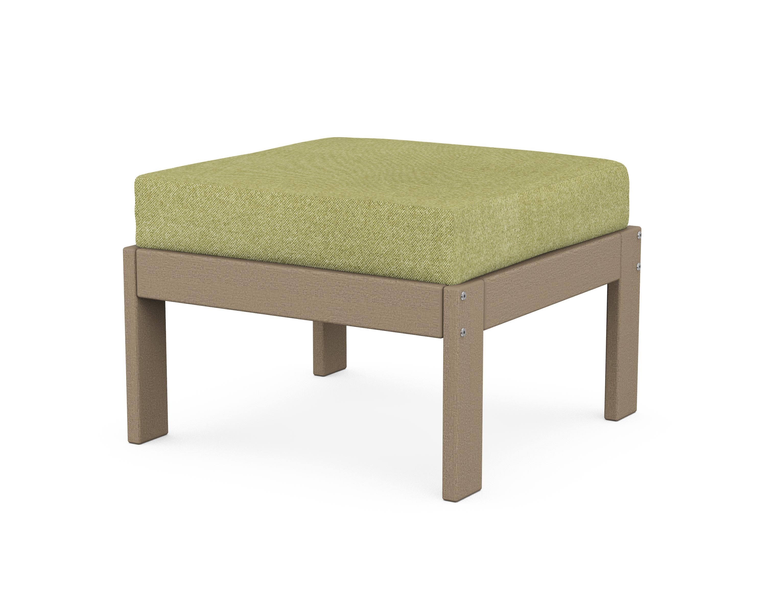 POLYWOOD® Vineyard Modular Ottoman in Vintage Sahara / Chartreuse Boucle