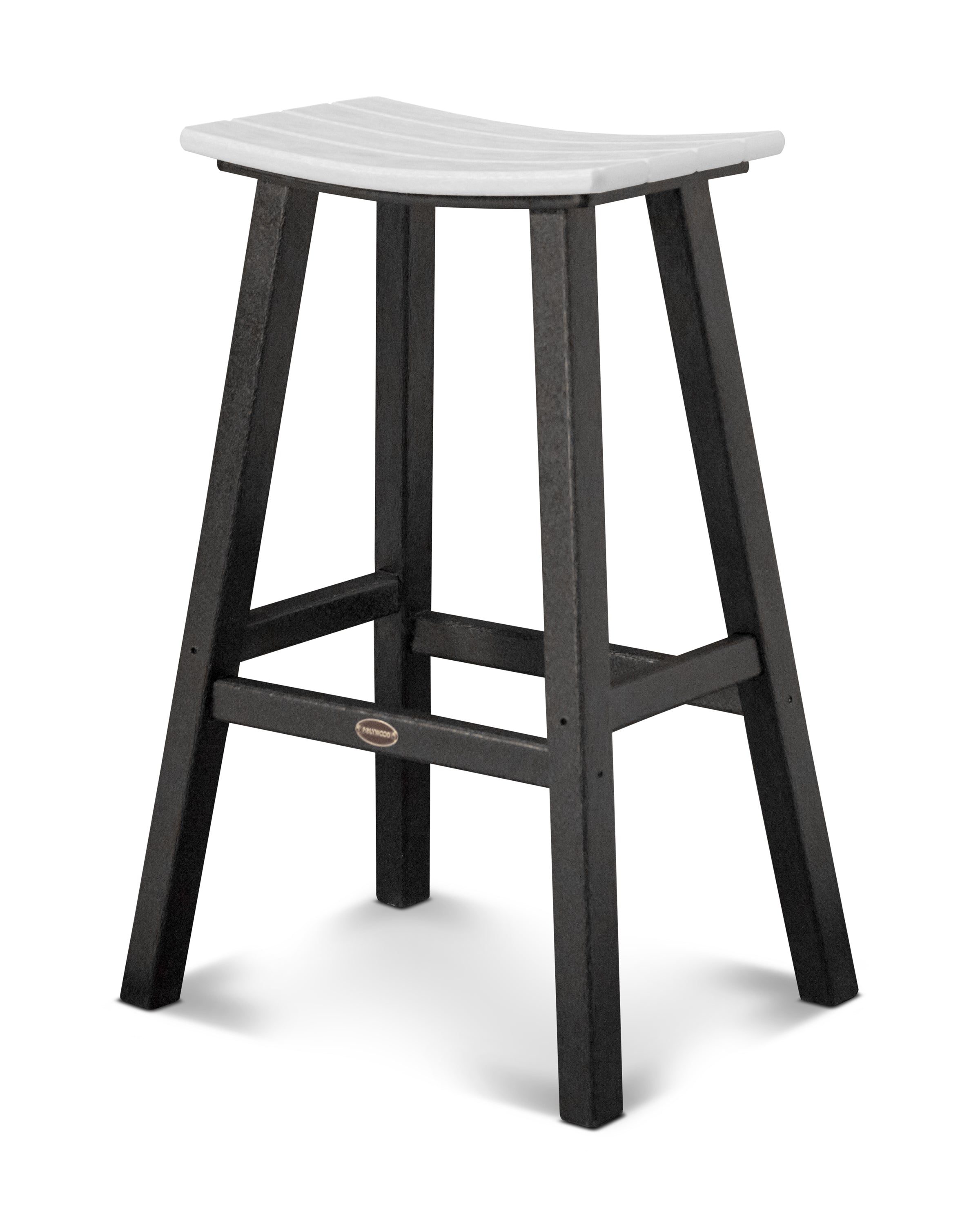 POLYWOOD® Contempo 30" Saddle Bar Stool in Black / White