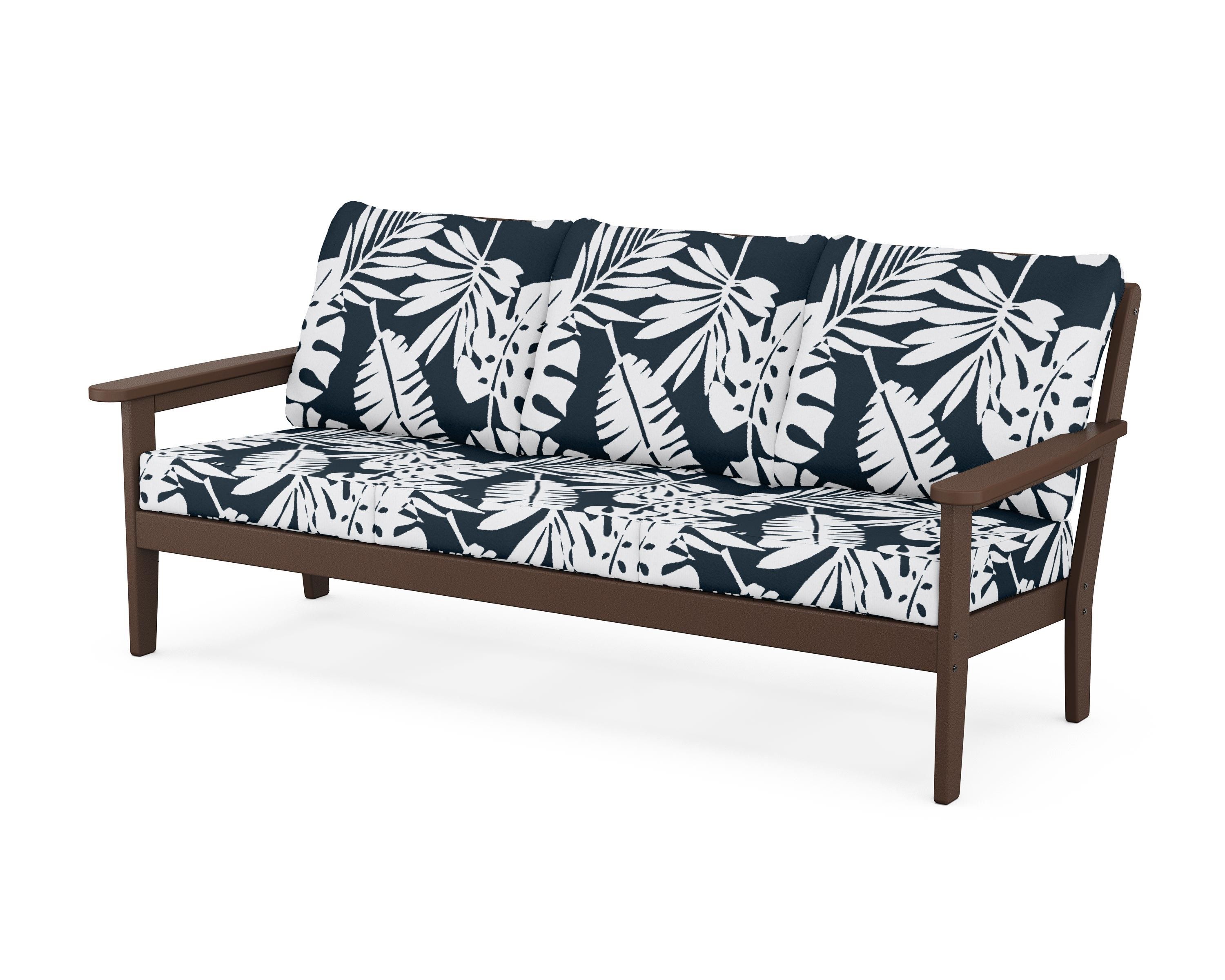 Country Living Cottage Deep Seating Sofa in Mahogany / Leaf Marine Indigo
