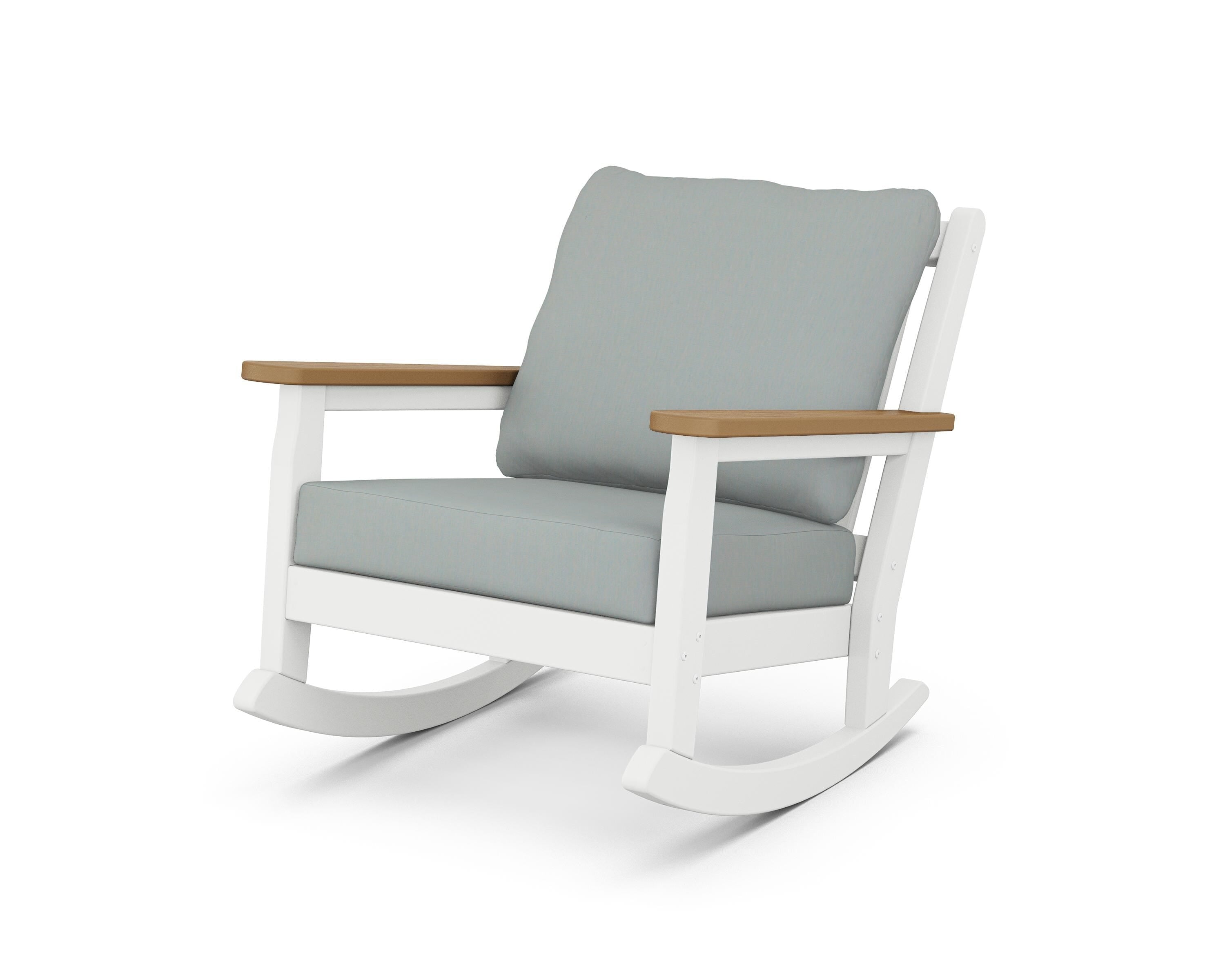POLYWOOD® Chippendale Deep Seating Rocking Chair in White / Natural / Spa