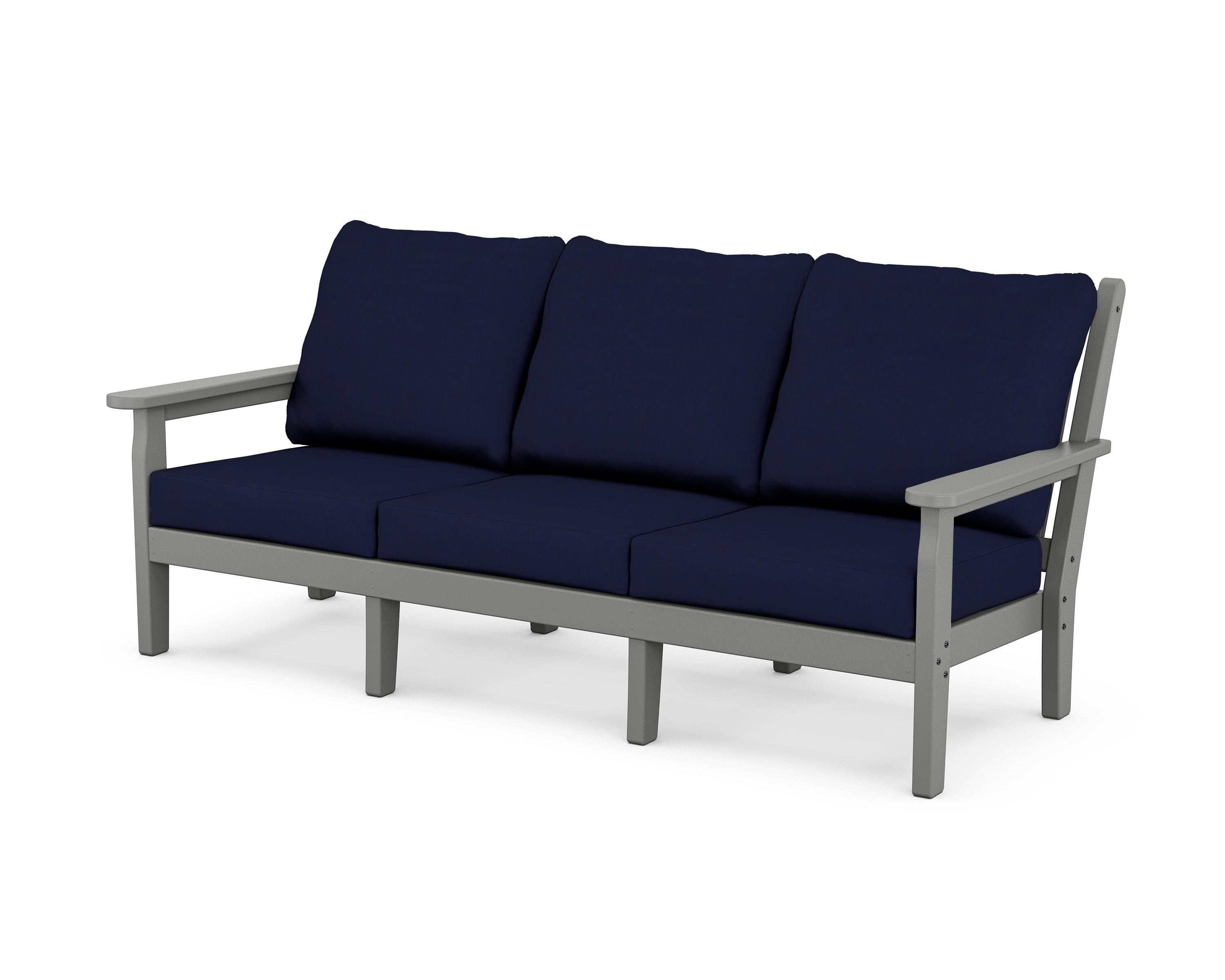 POLYWOOD® Chippendale Deep Seating Sofa in Slate Grey / Navy