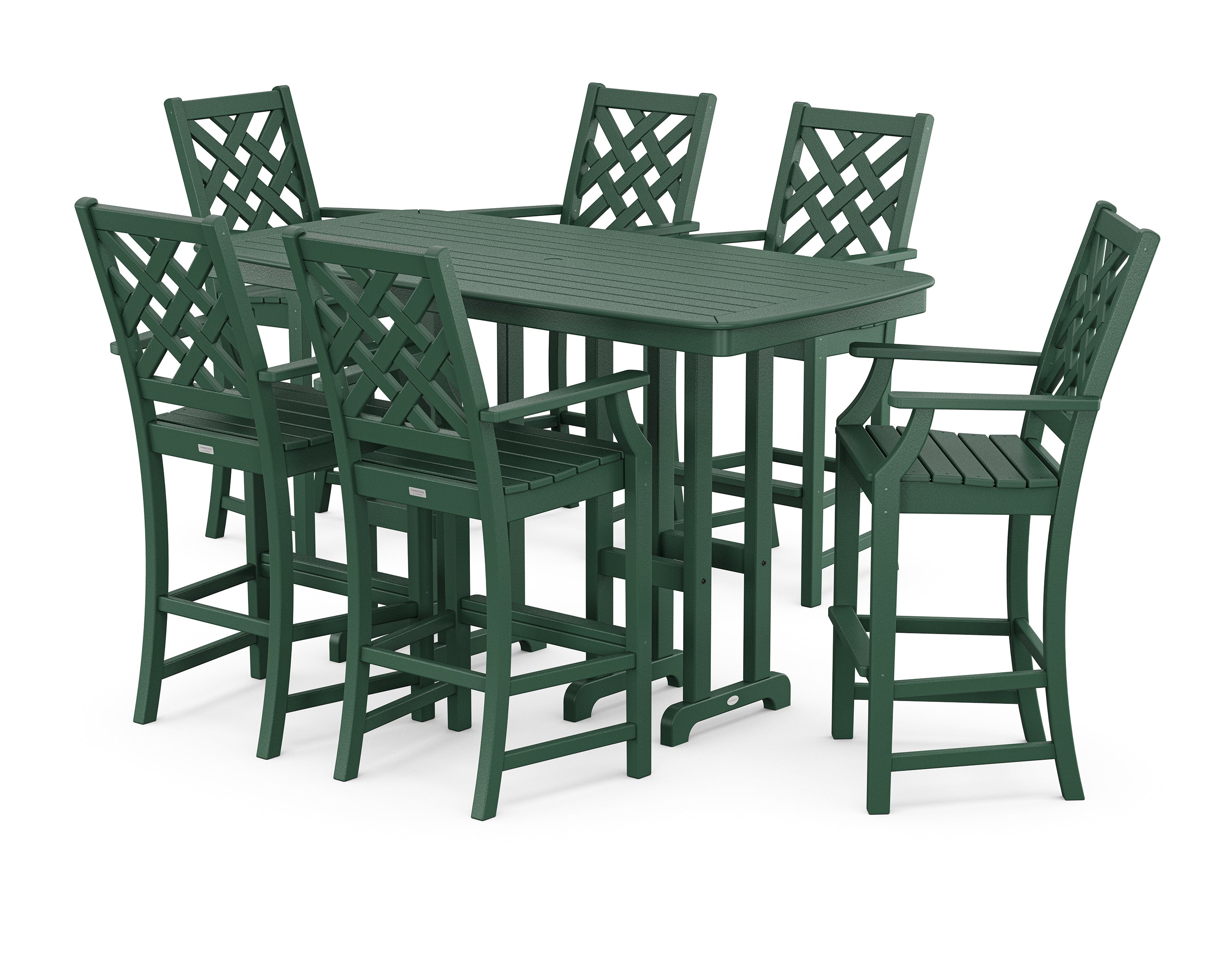 Country Living Wovendale Arm Chair 7-Piece Bar Set in Green