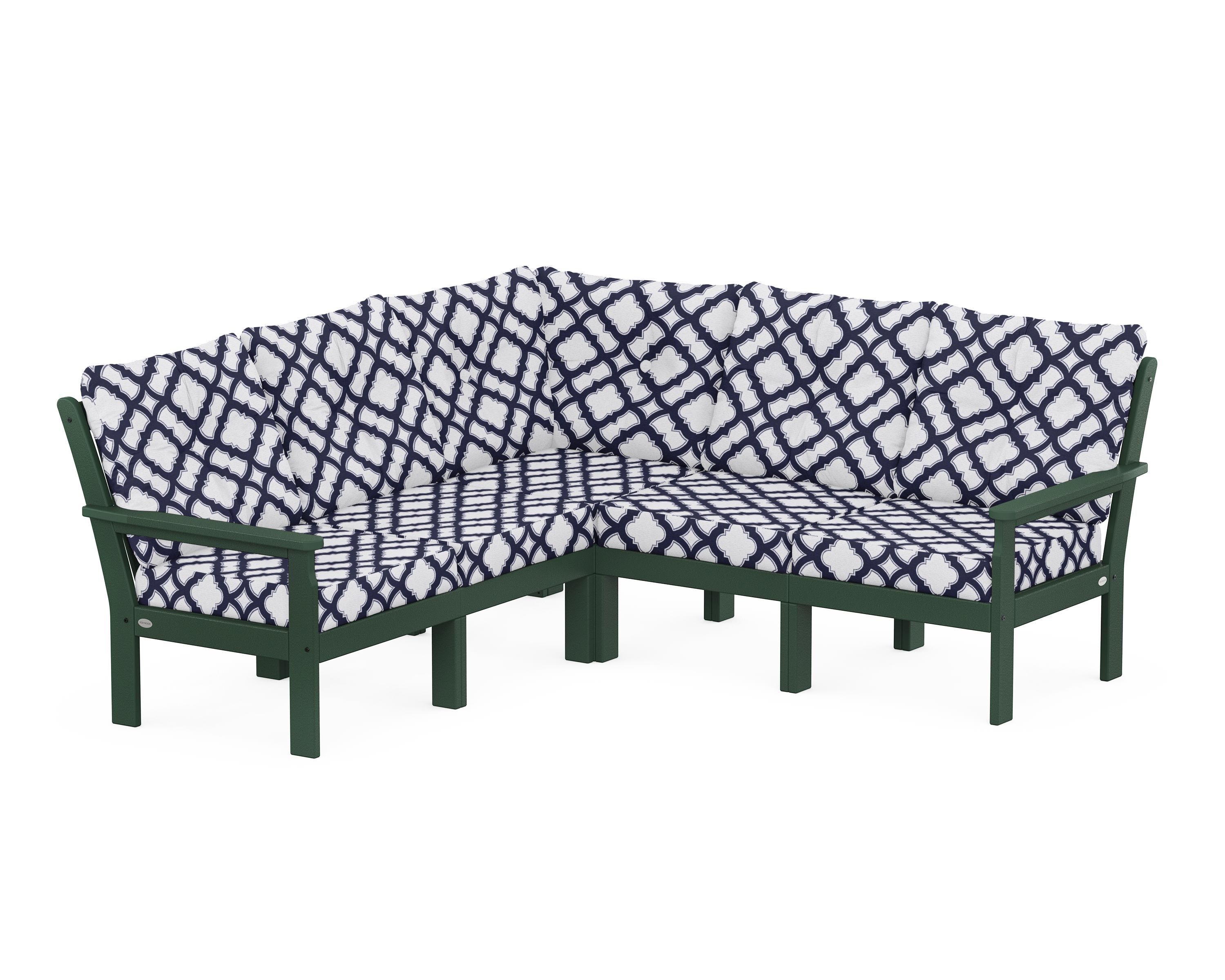 POLYWOOD® Vineyard 5-Piece Sectional in Green / Trellis Navy