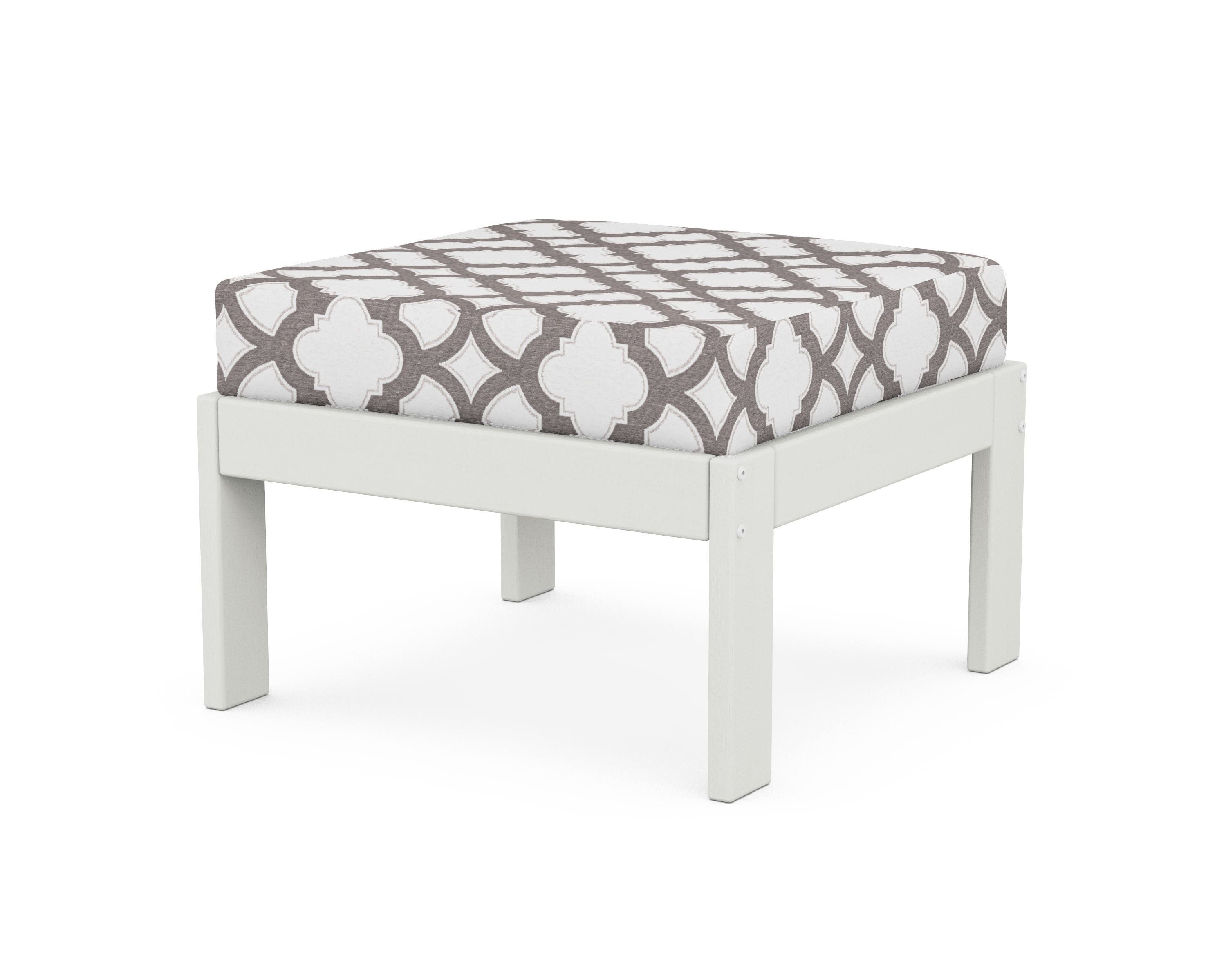 POLYWOOD® Vineyard Modular Ottoman in Vintage White / Trellis Grey Mist