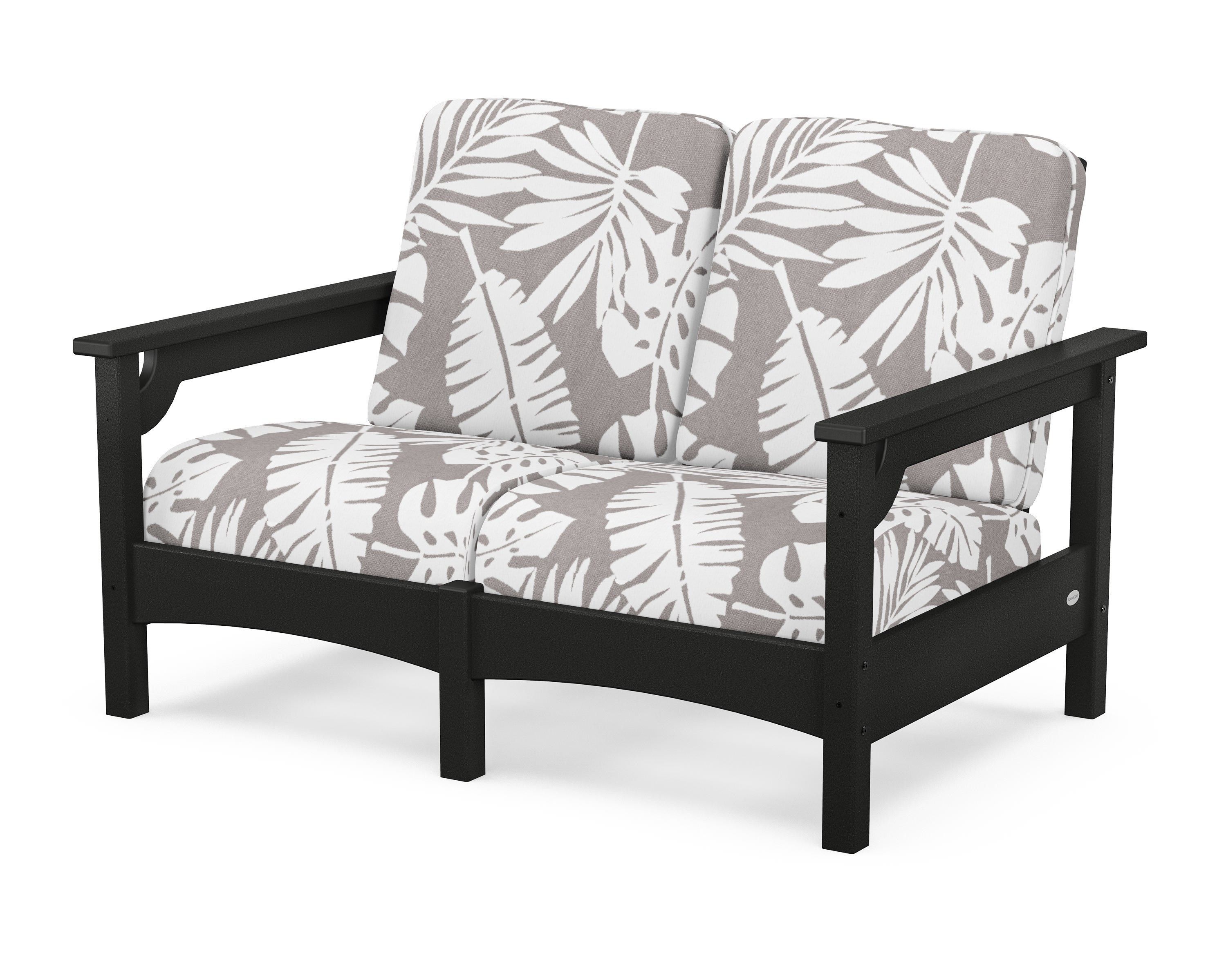 POLYWOOD® Club Loveseat in Black / Leaf Grey Mist