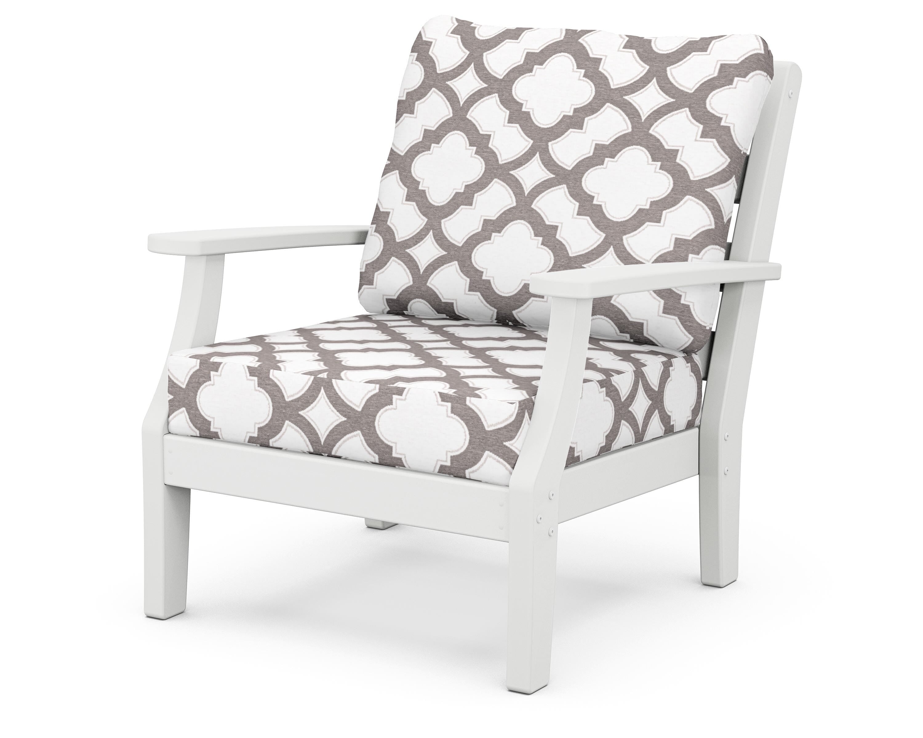 POLYWOOD® Chesapeake Deep Seating Chair in White / Trellis Grey Mist