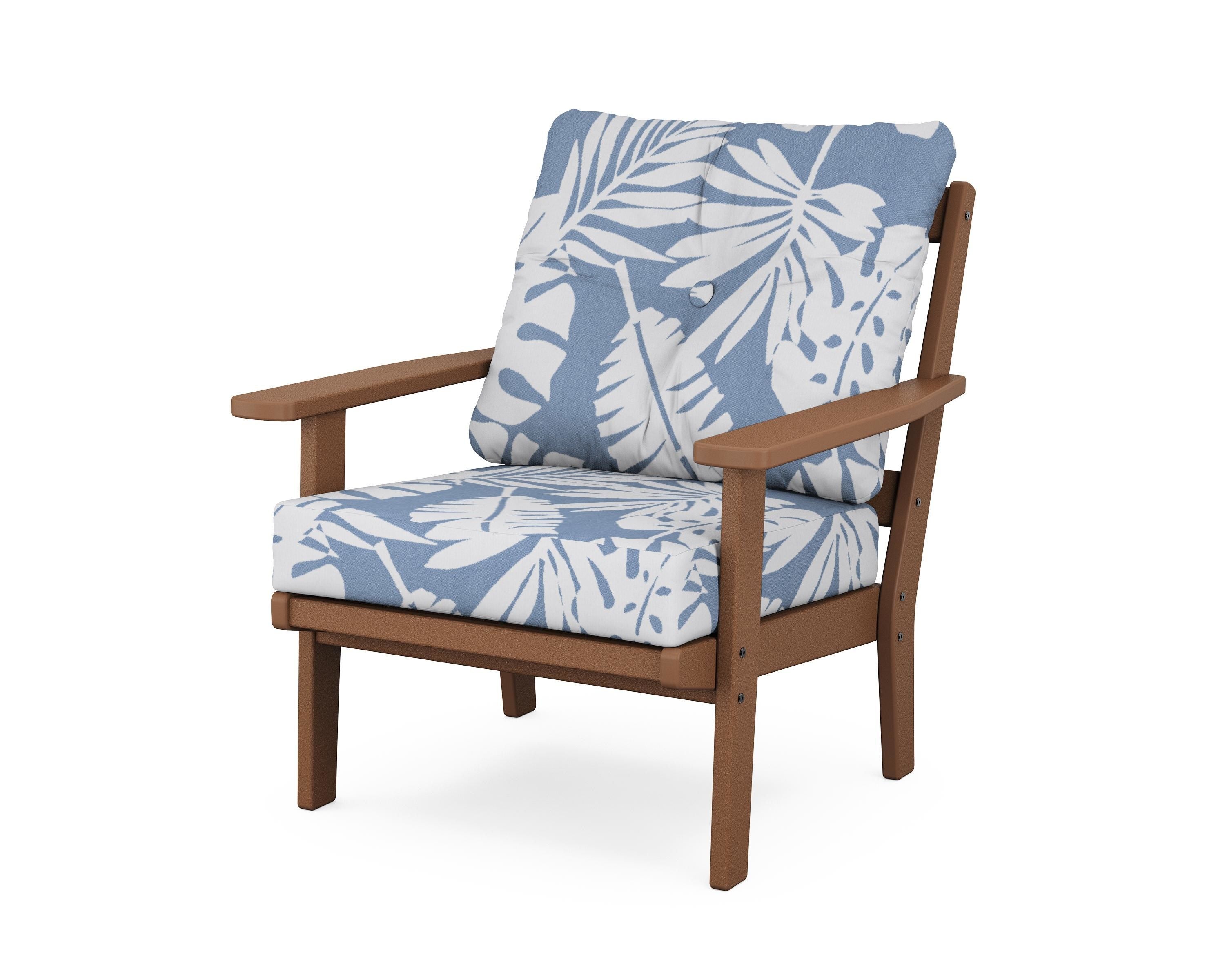 POLYWOOD® Prairie Deep Seating Chair in Teak / Leaf Sky Blue