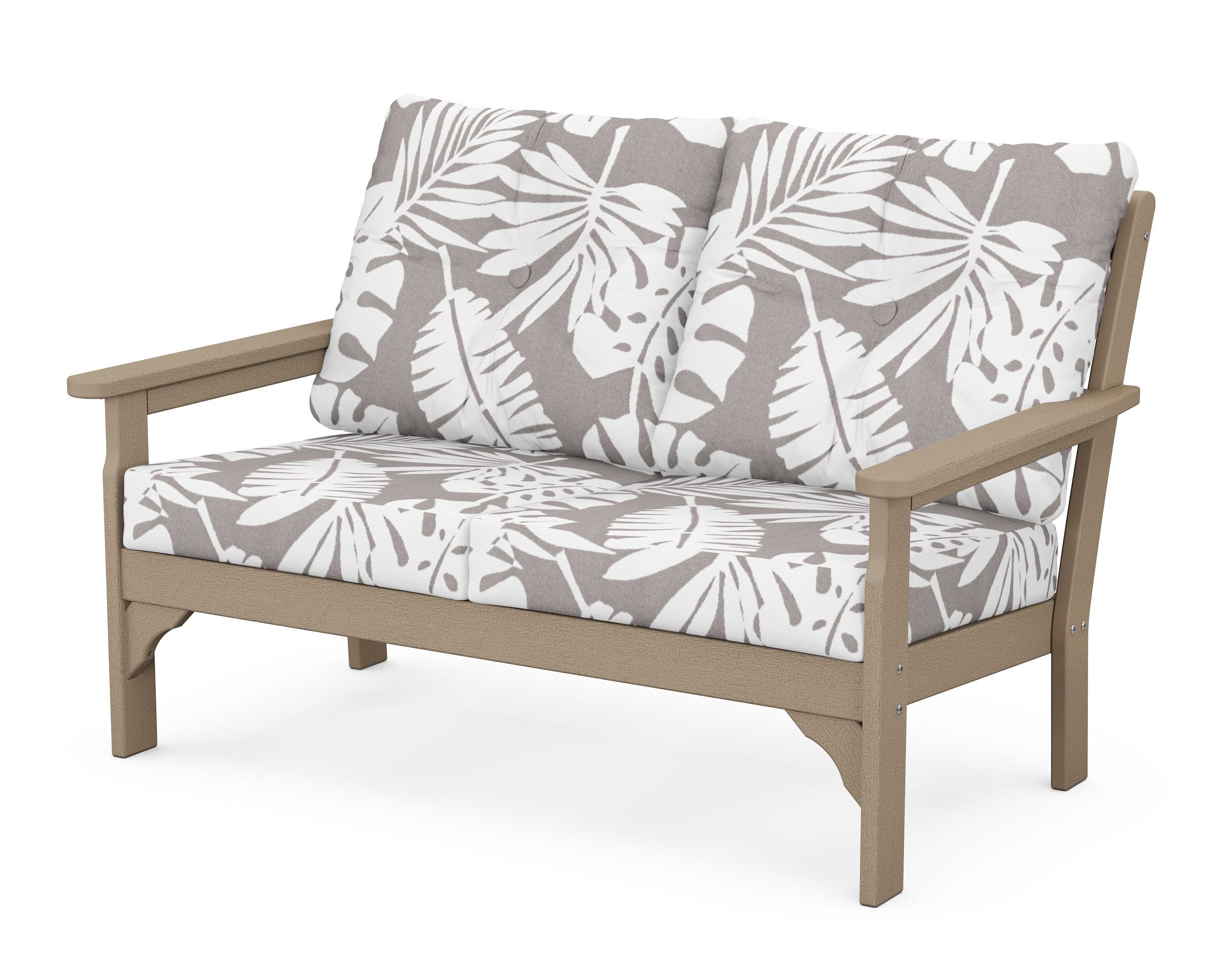 POLYWOOD® Vineyard Deep Seating Loveseat in Vintage Sahara / Leaf Grey Mist