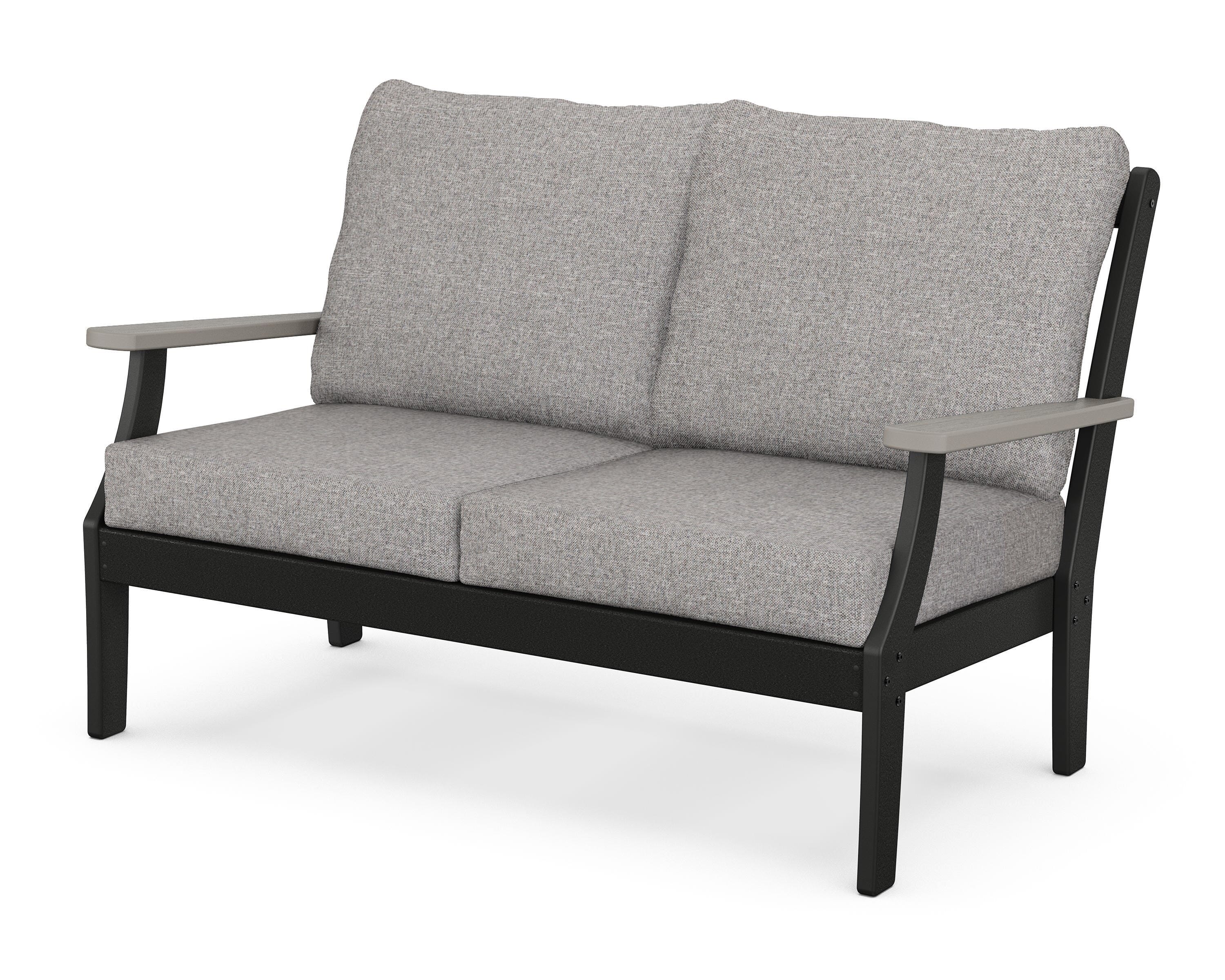 POLYWOOD® Braxton Deep Seating Loveseat in Black / Driftwood / Grey Mist
