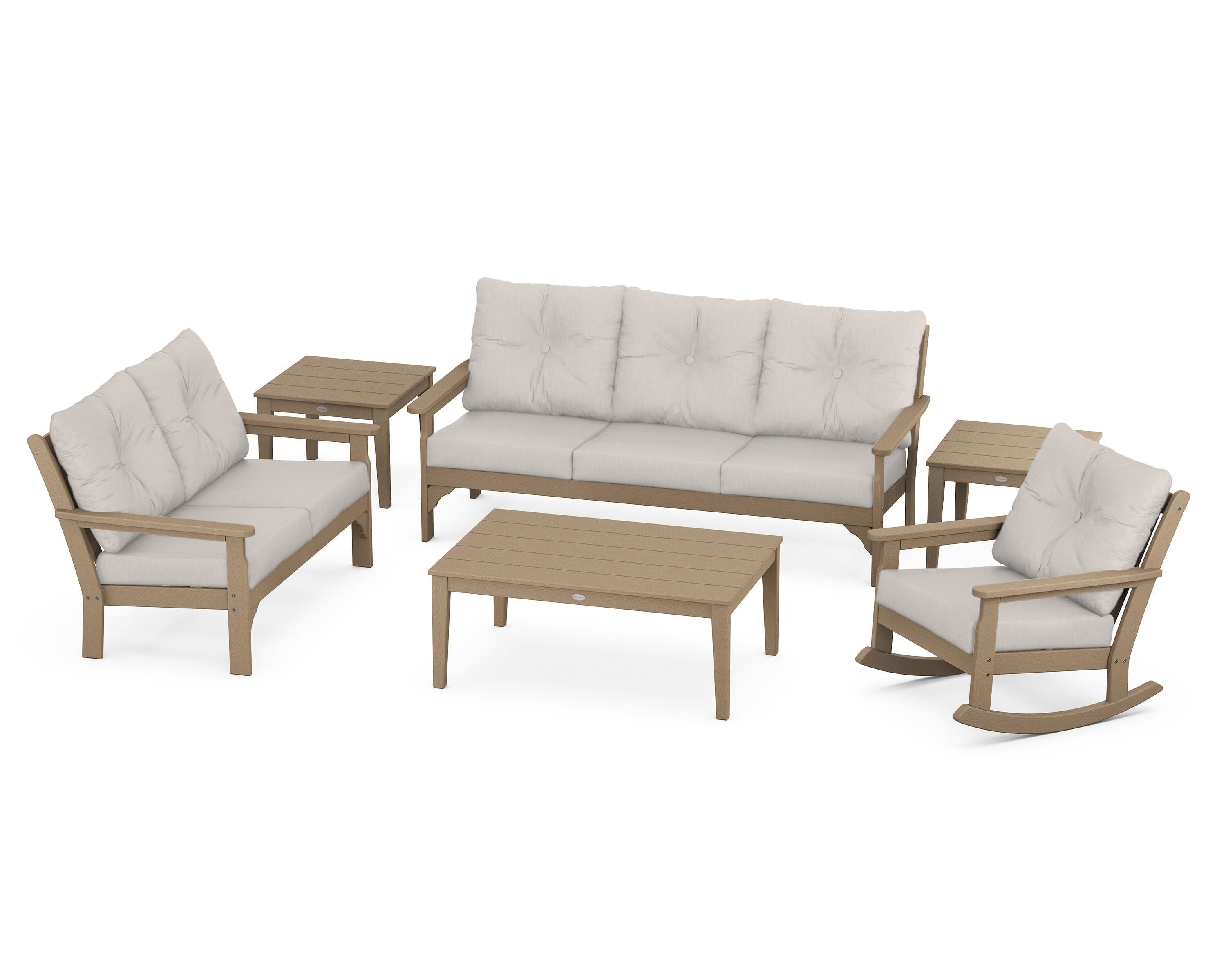 POLYWOOD® Vineyard 6-Piece Deep Seating Set in Vintage Sahara / Cast Ash