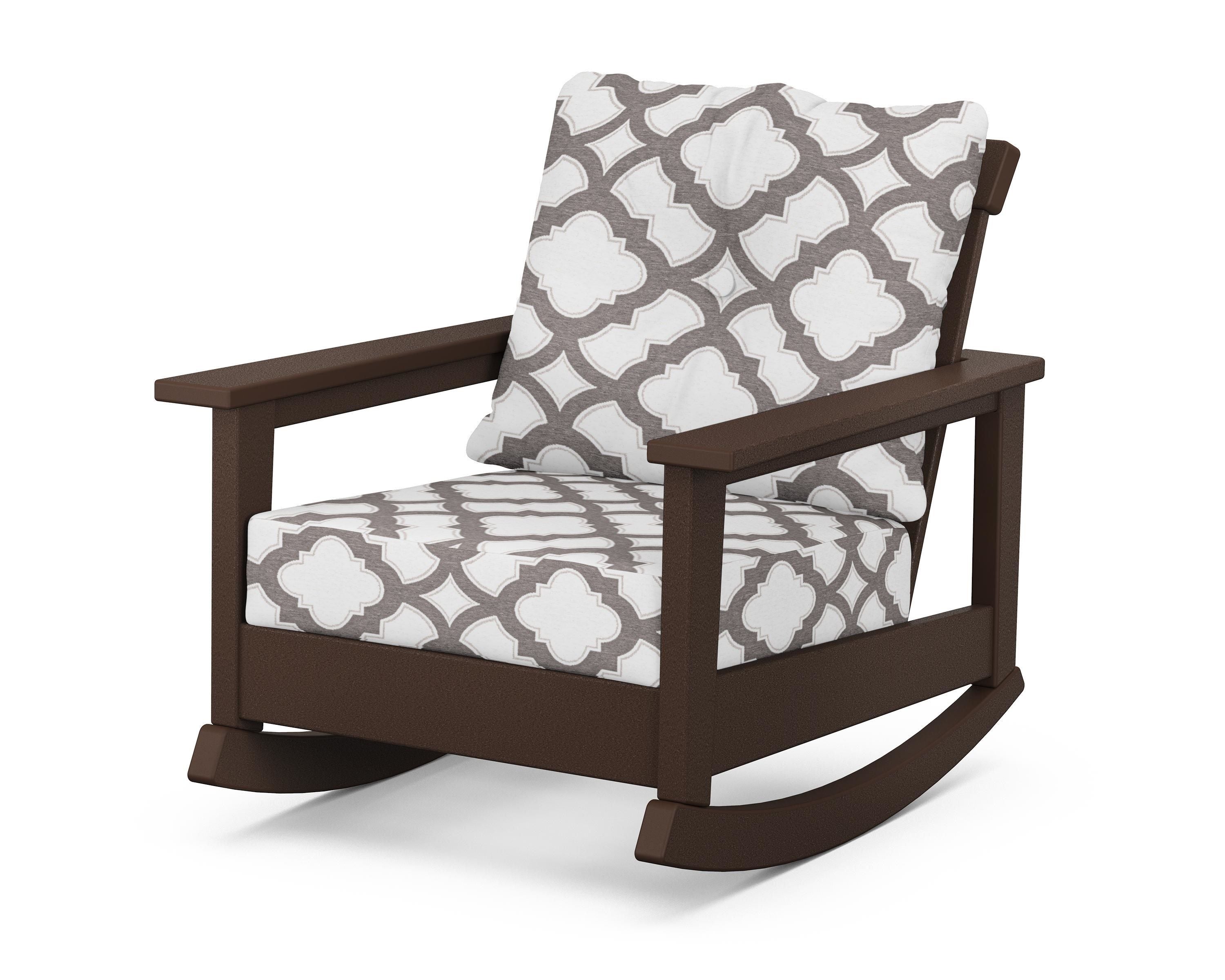 POLYWOOD® Prescott Deep Seating Rocking Chair in Mahogany / Trellis Grey Mist