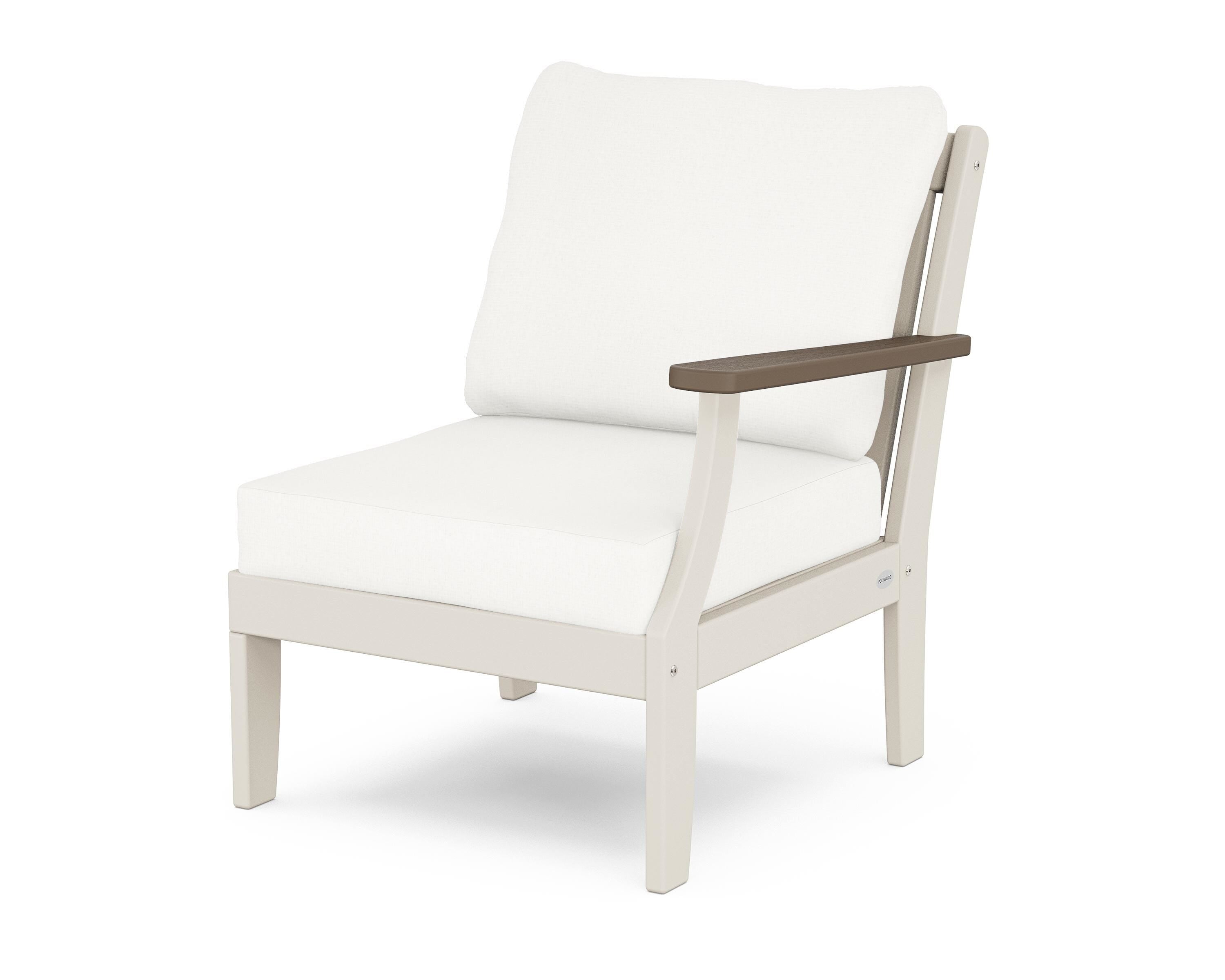 POLYWOOD® Braxton Modular Right Arm Chair in Sand / Kona / Natural Linen
