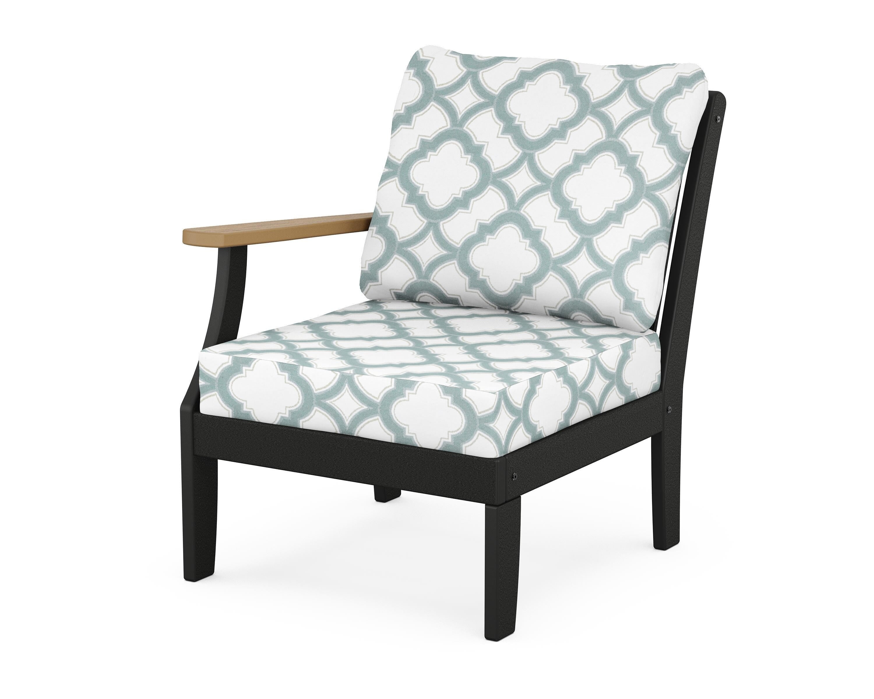 POLYWOOD® Braxton Modular Left Arm Chair in Black / Natural / Trellis Glacier Spa