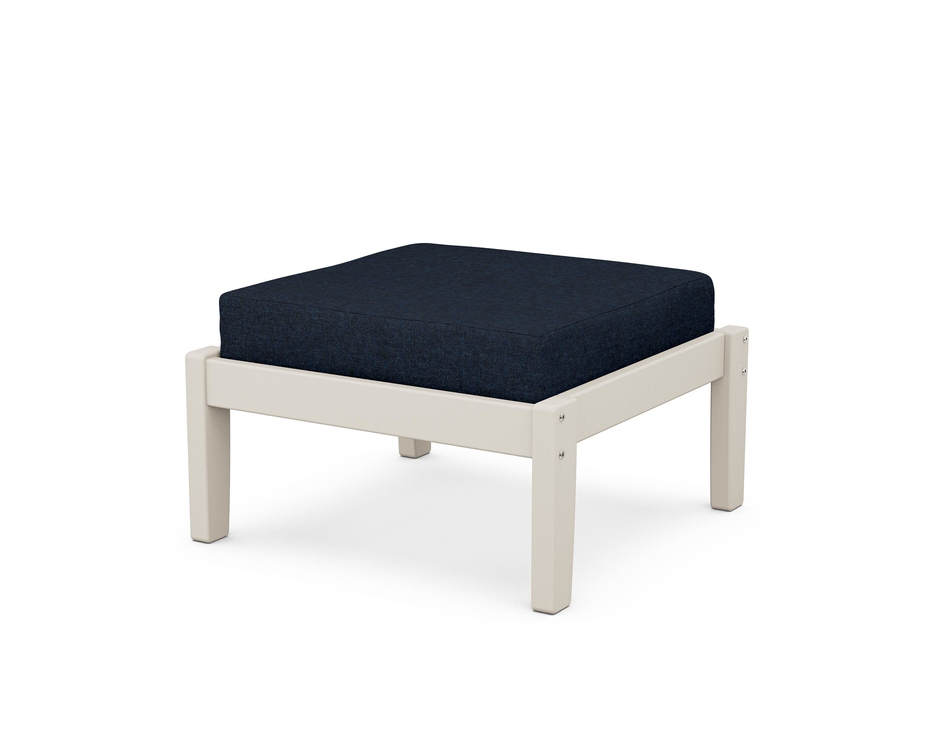 Unbranded Deep Seating Ottoman in Sand / Marine Indigo