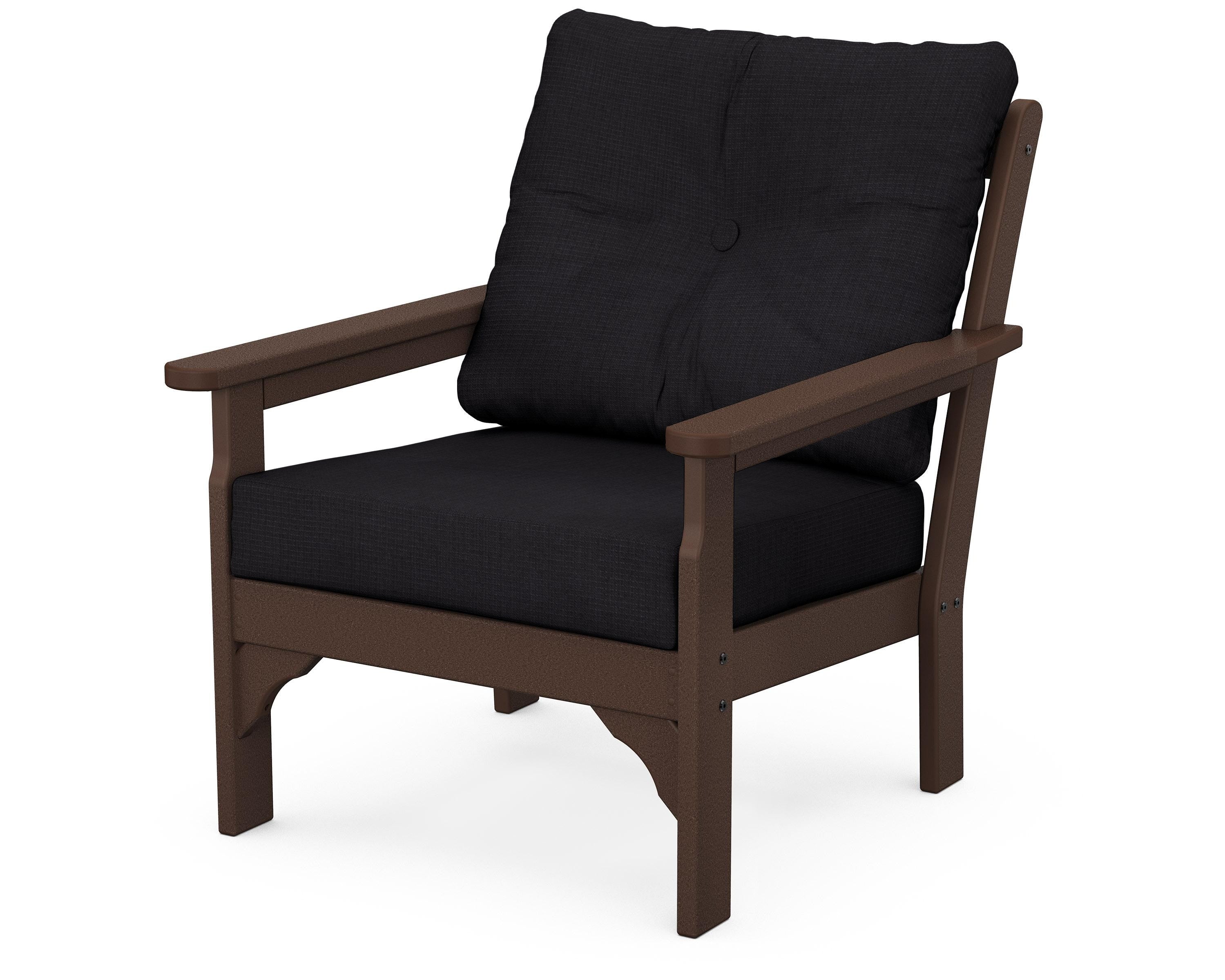 POLYWOOD® Vineyard Deep Seating Chair in Mahogany / Midnight Linen