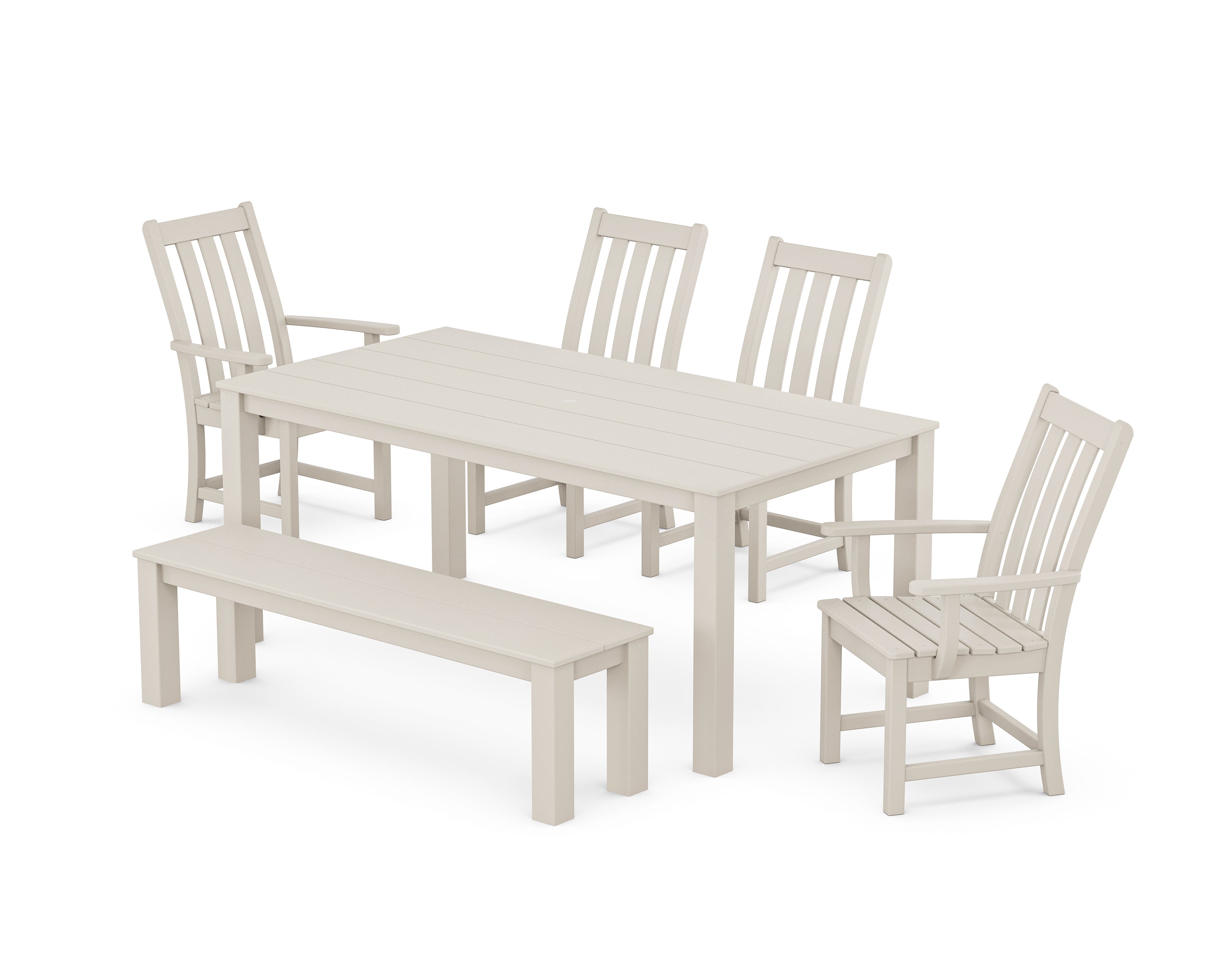 POLYWOOD® Vineyard 6-Piece Parsons Dining Set with Bench in Sand