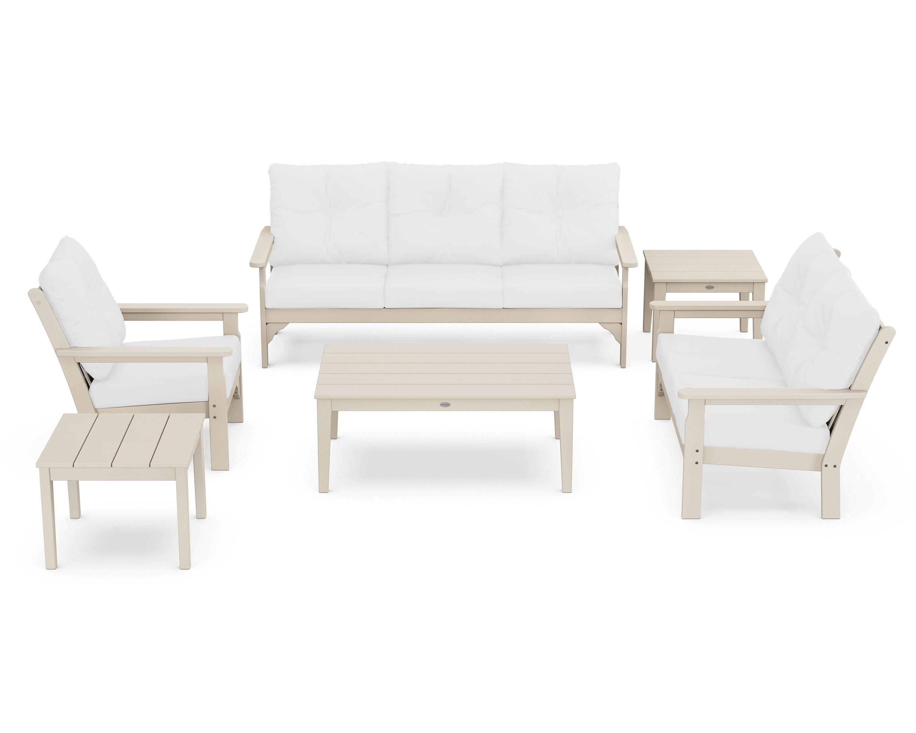 POLYWOOD® Vineyard 6-Piece Deep Seating Set in Sand / Natural