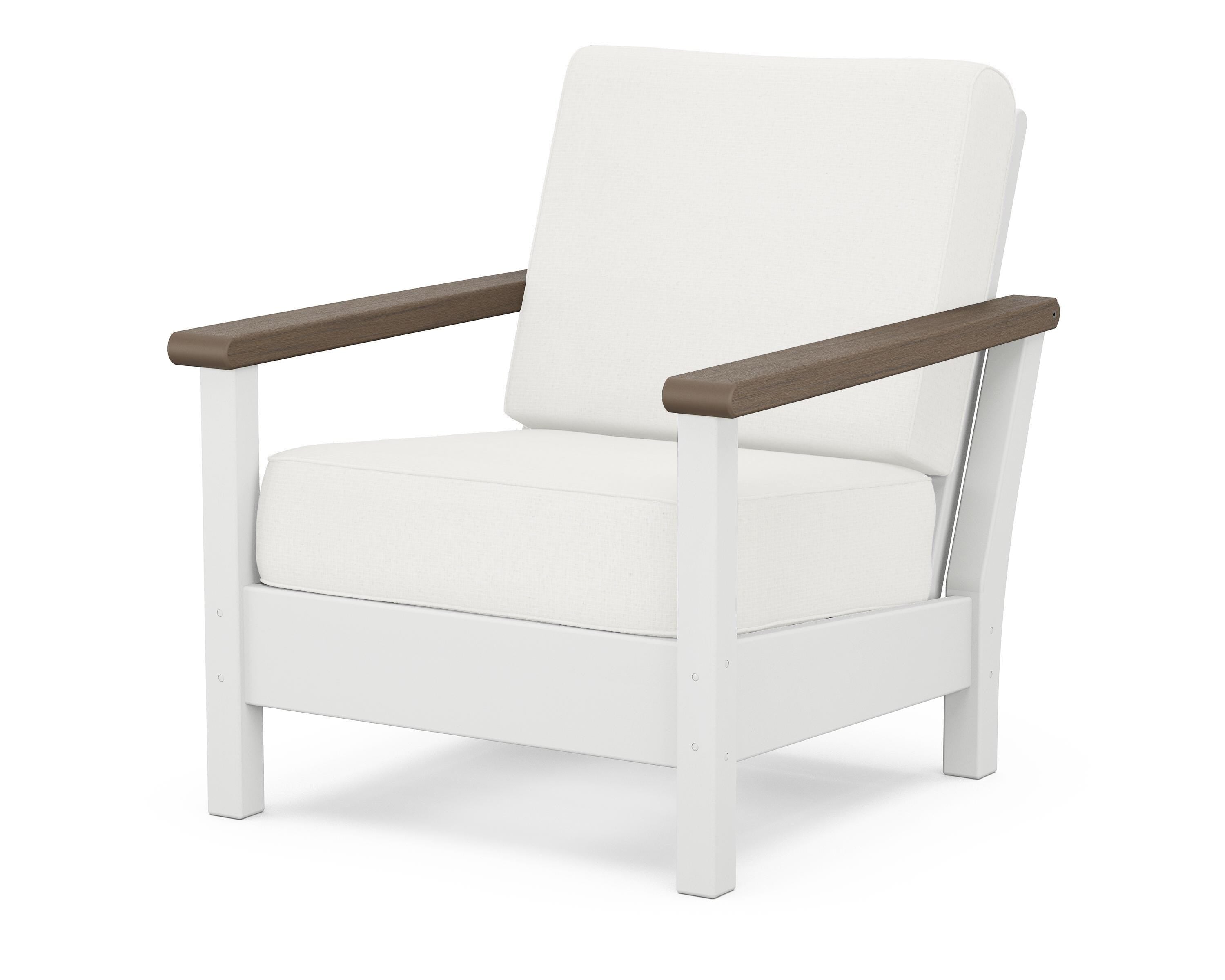 POLYWOOD® Harbour Deep Seating Chair in White / Kona / Natural Linen