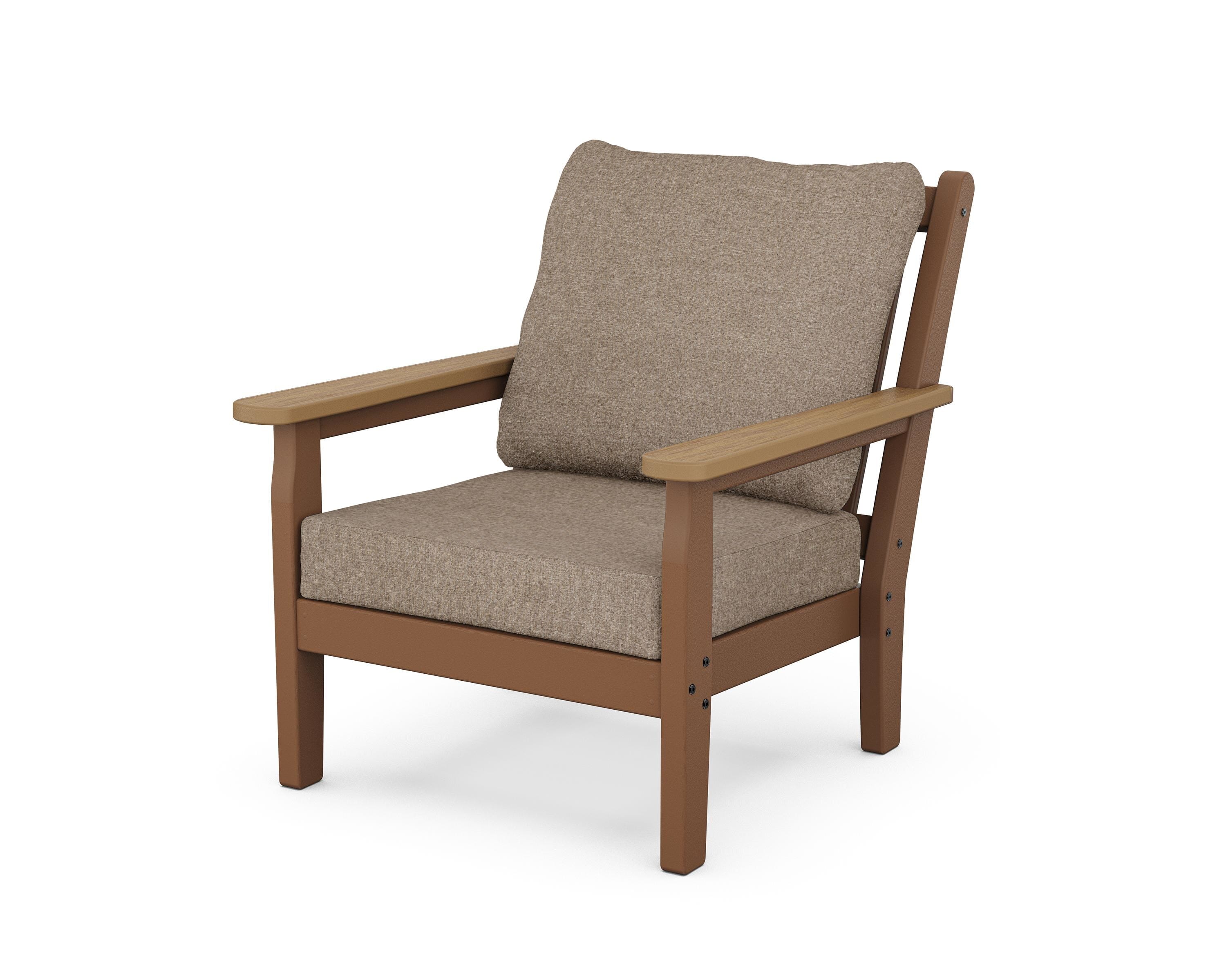 POLYWOOD® Chippendale Deep Seating Chair in Teak / Natural / Spiced Burlap