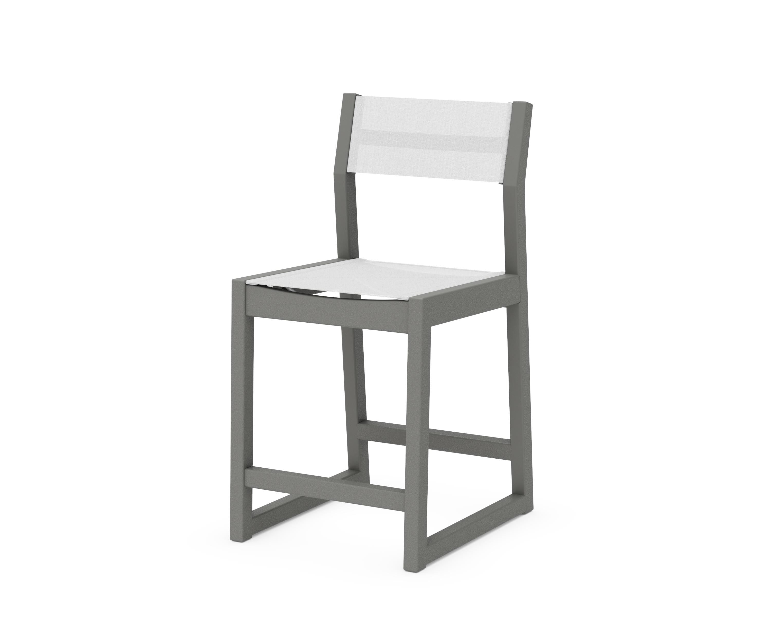 POLYWOOD® EDGE Sling Counter Side Chair in Slate Grey / White Sling