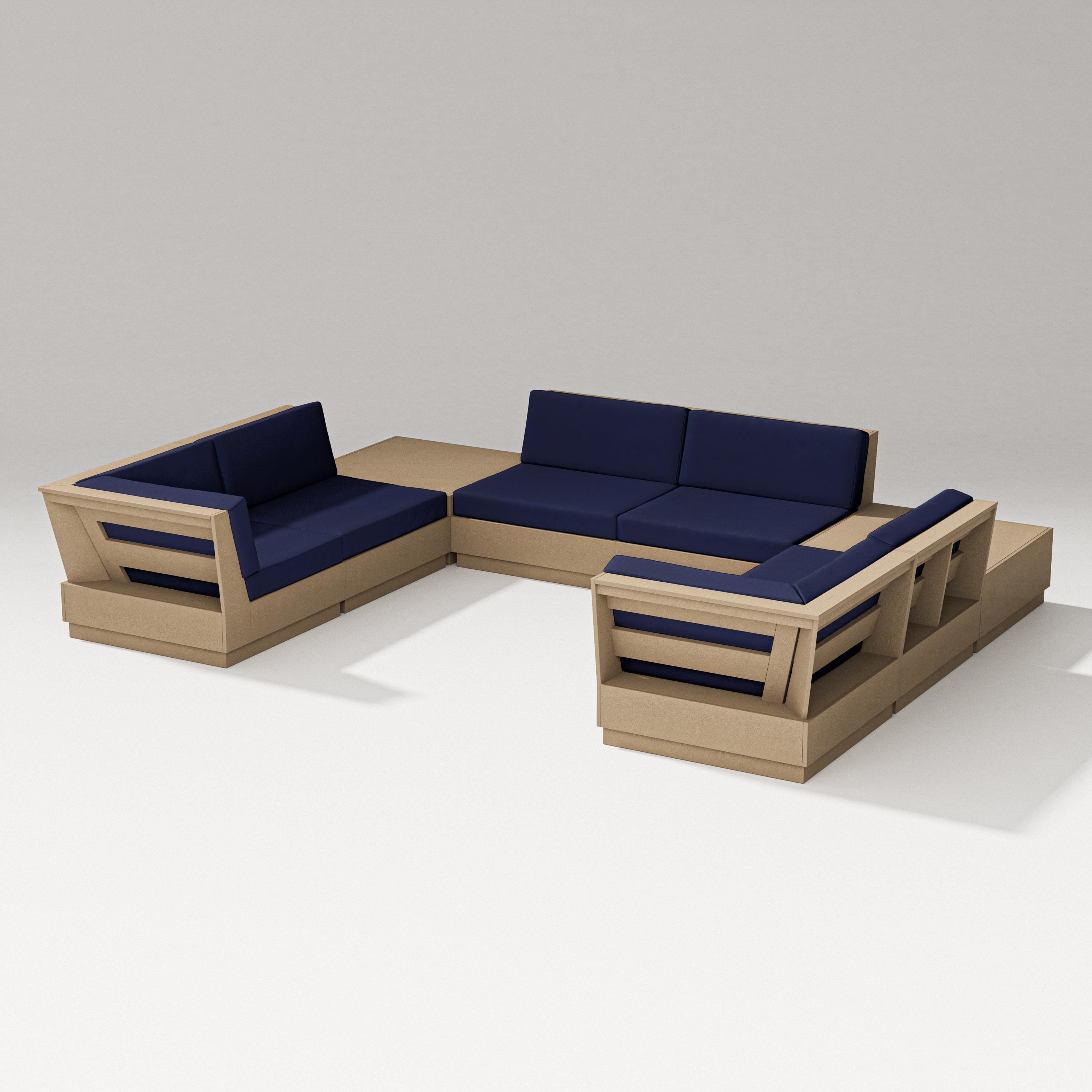 PW Designer Series Elevate 8-Piece U-Shaped Sectional in Vintage Sahara / Navy