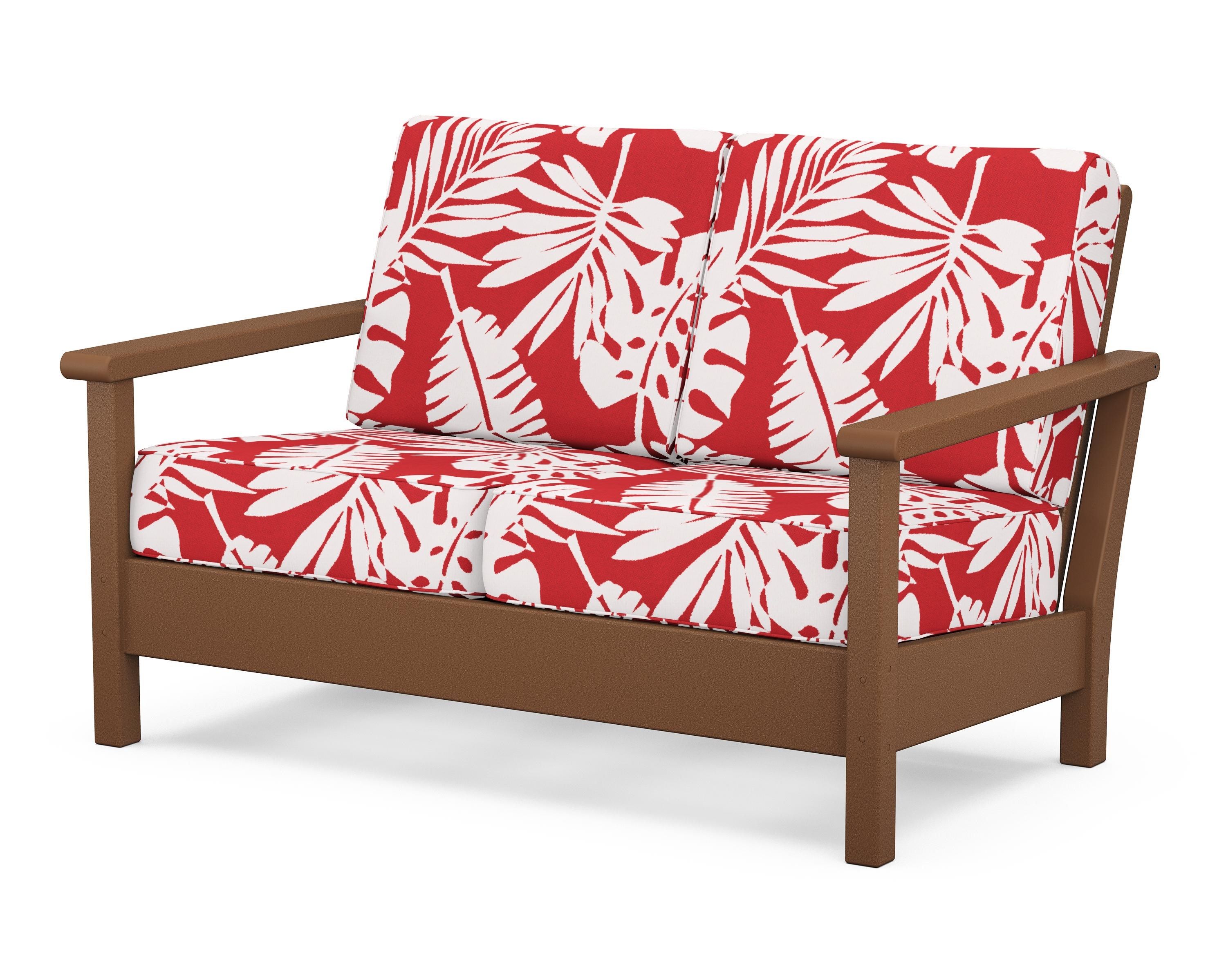 POLYWOOD® Harbour Deep Seating Loveseat in Teak / Leaf Crimson