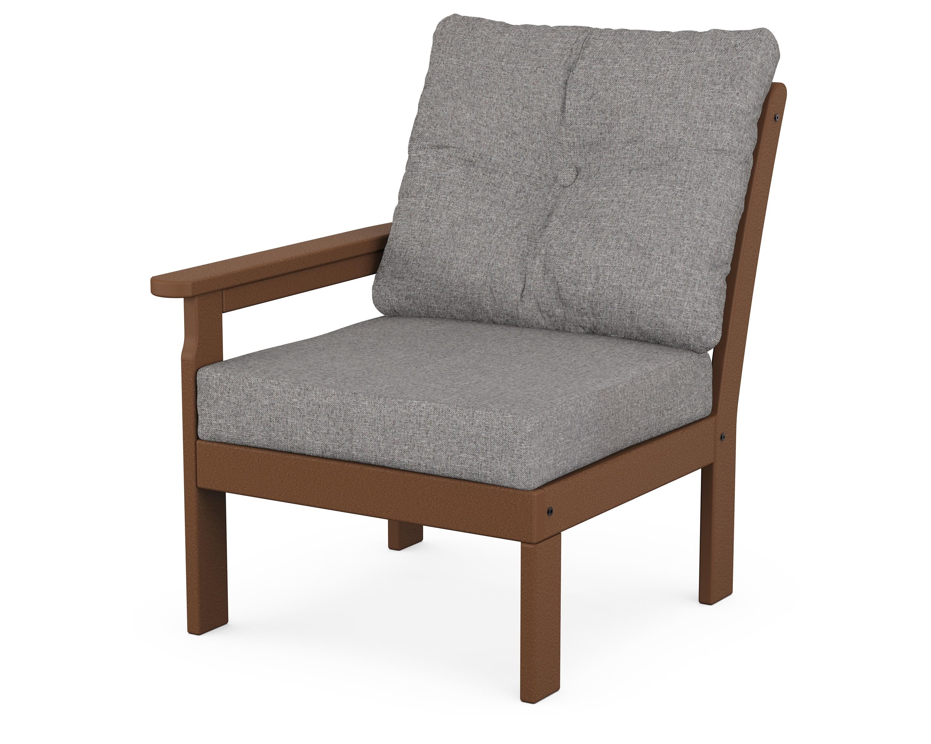 POLYWOOD® Vineyard Modular Left Arm Chair in Teak / Grey Mist