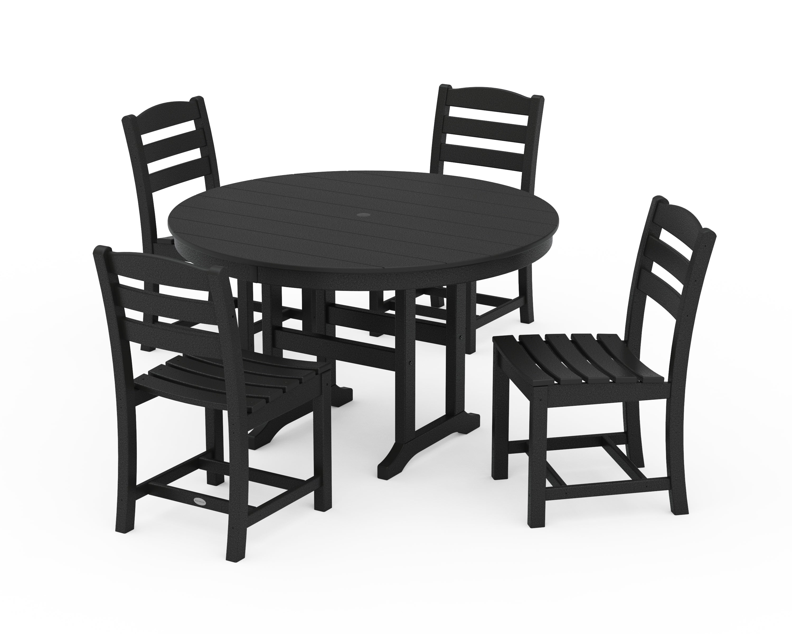POLYWOOD® La Casa Café Side Chair 5-Piece Round Farmhouse Dining Set in Black