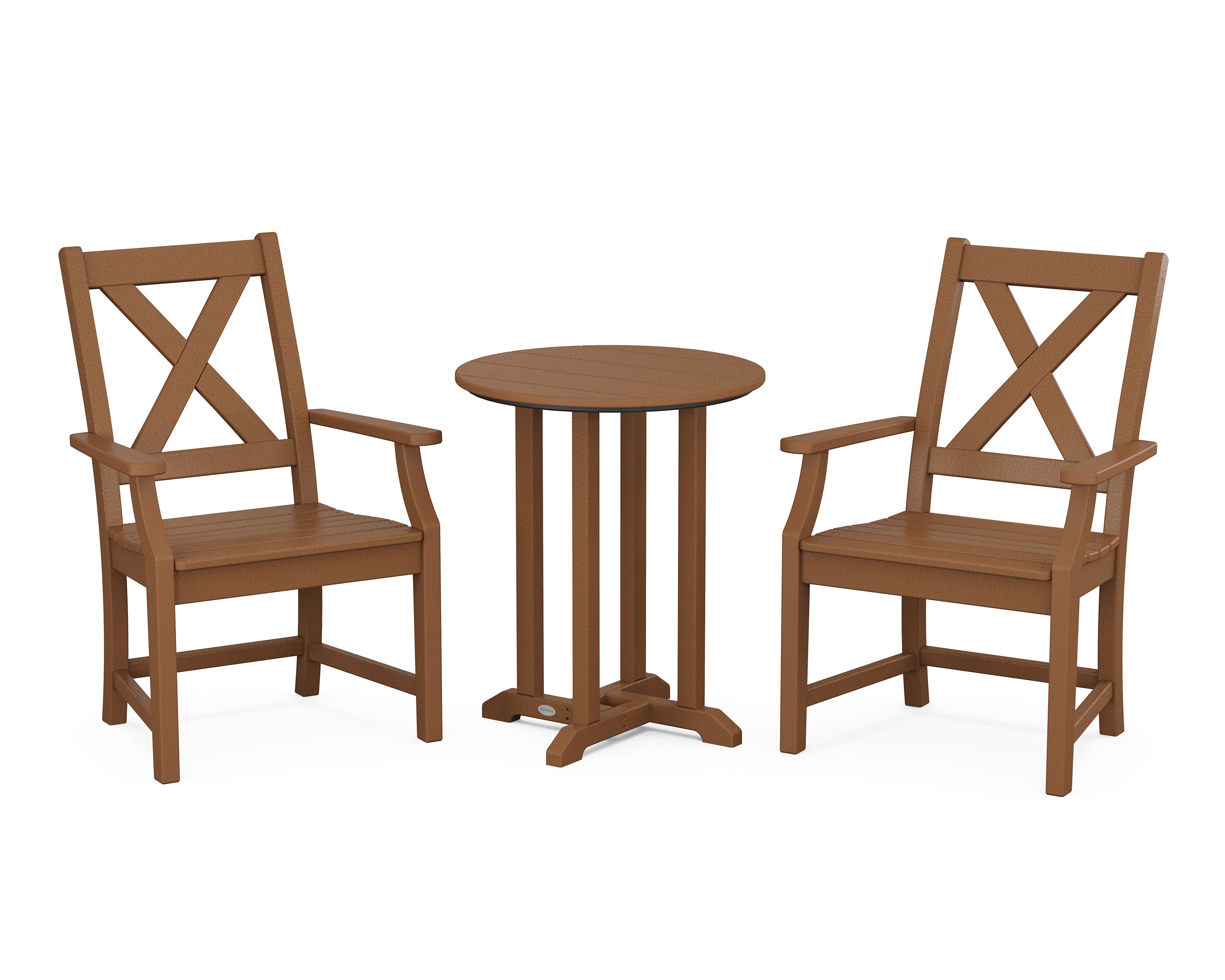 POLYWOOD® Braxton 3-Piece Round Bistro Dining Set in Teak