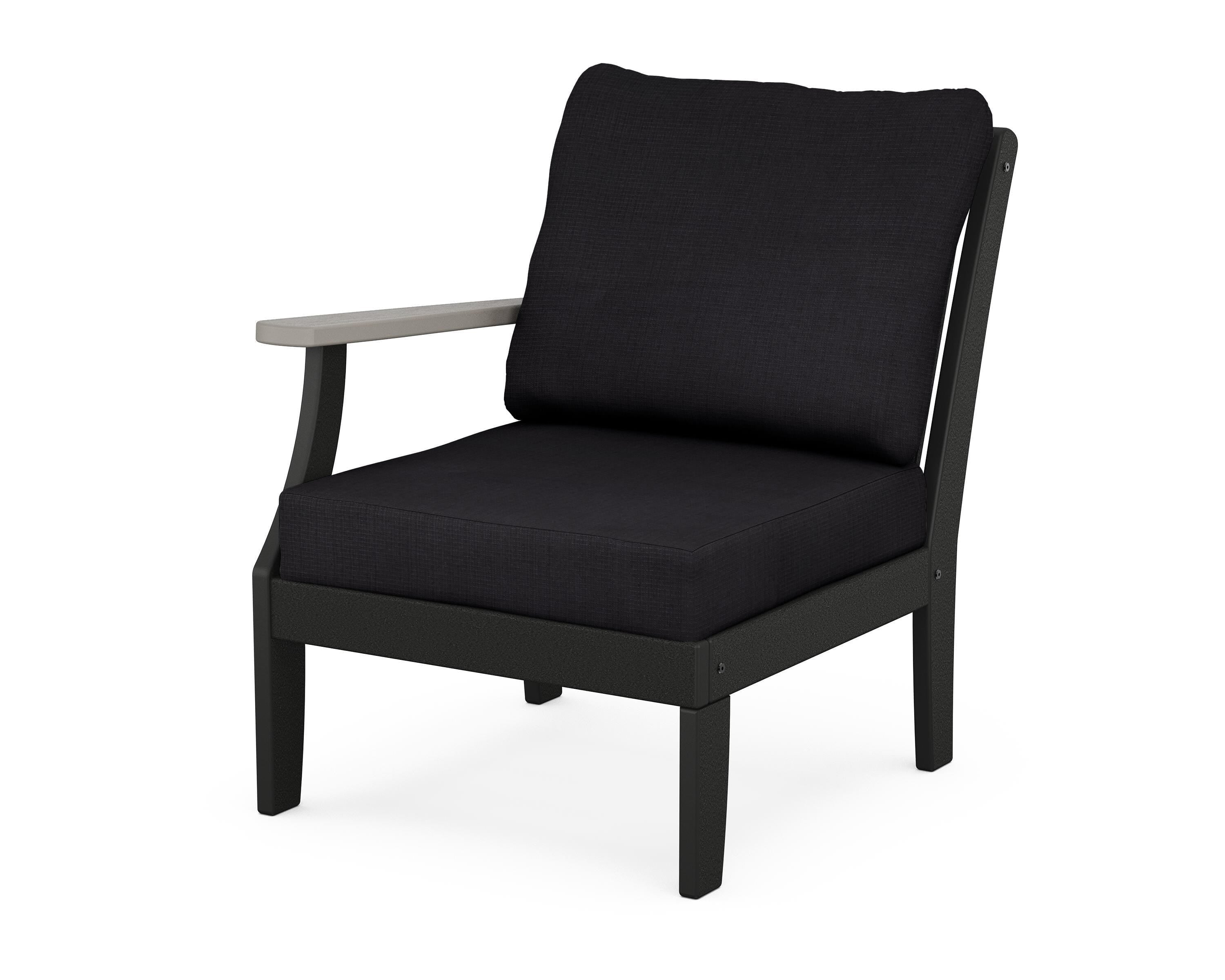 POLYWOOD® Braxton Modular Left Arm Chair in Black / Driftwood / Midnight Linen