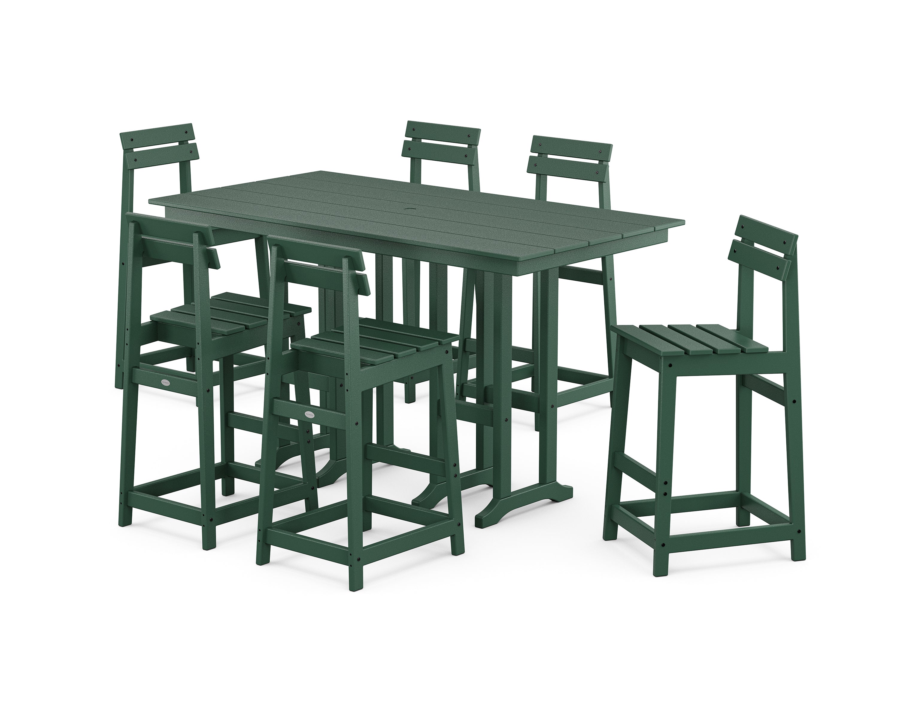 POLYWOOD® Modern Studio Plaza Bar Chair 7-Piece Set in Green