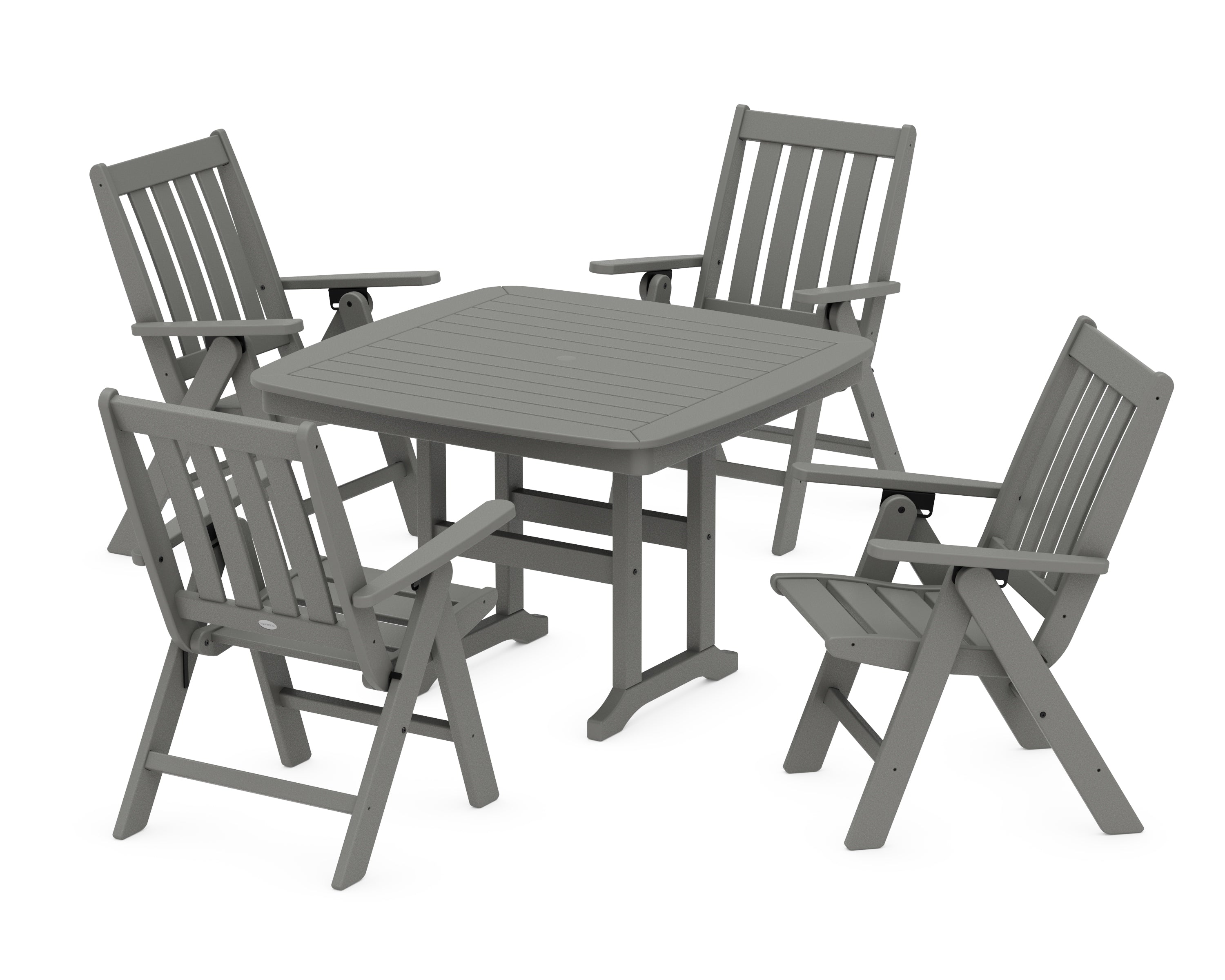 POLYWOOD® Vineyard Folding Chair 5-Piece Dining Set in Slate Grey
