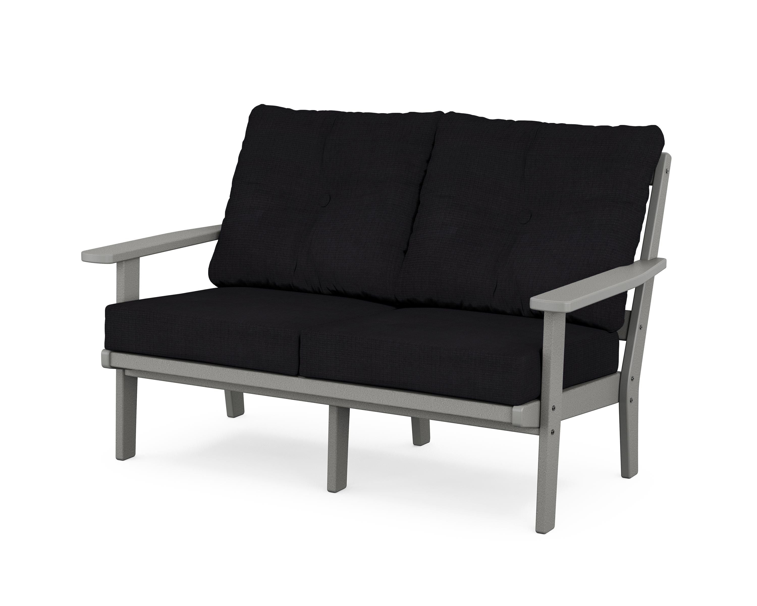 POLYWOOD® Oxford Deep Seating Loveseat in Slate Grey / Midnight Linen