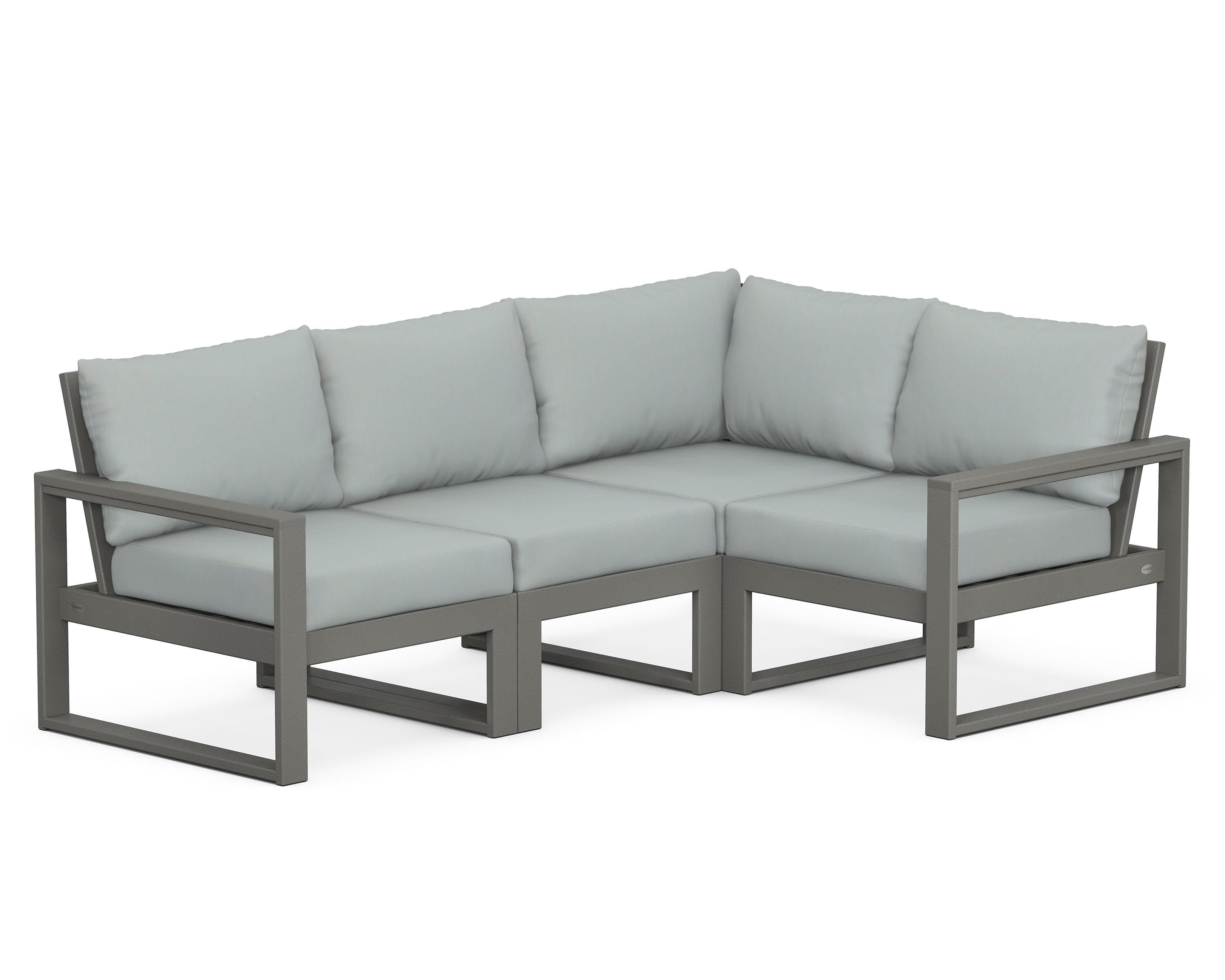 POLYWOOD® EDGE 4-Piece Modular Deep Seating Set in Slate Grey / Spa