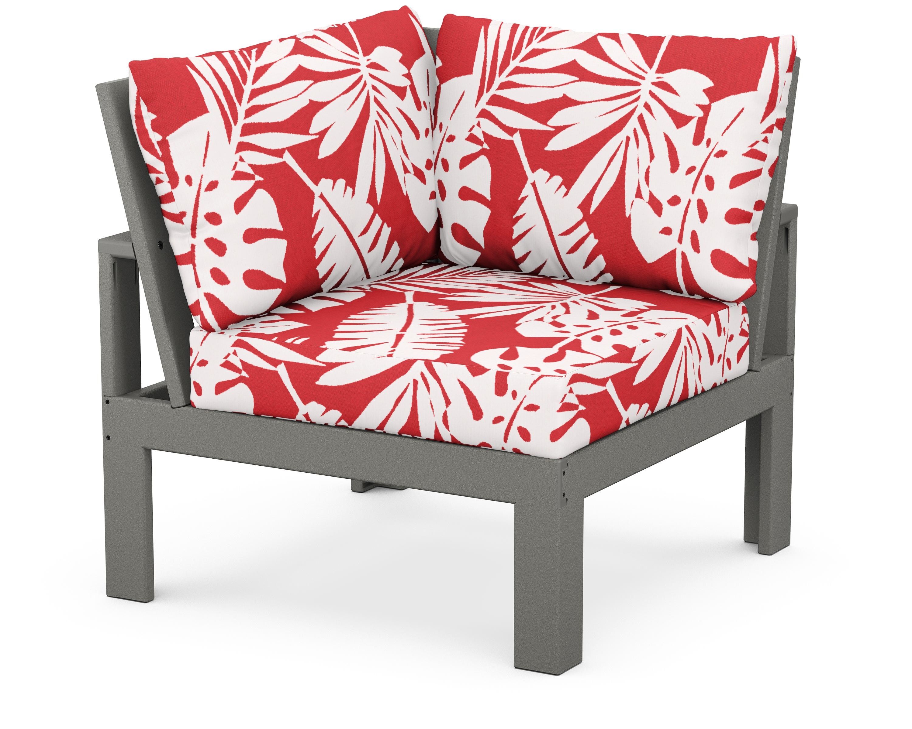 Unbranded Modular Corner Chair in Slate Grey / Leaf Crimson
