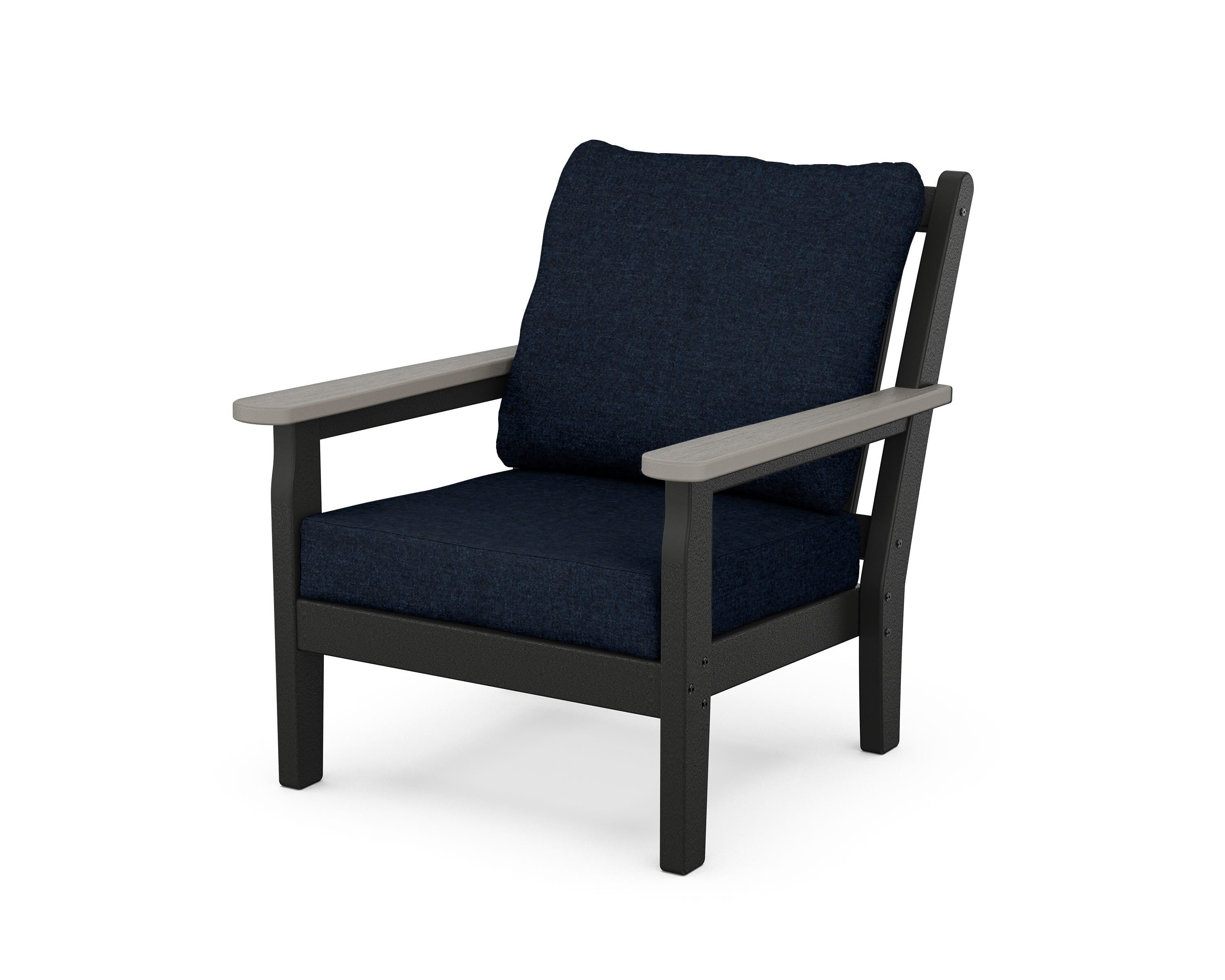 POLYWOOD® Chippendale Deep Seating Chair in Black / Driftwood / Marine Indigo