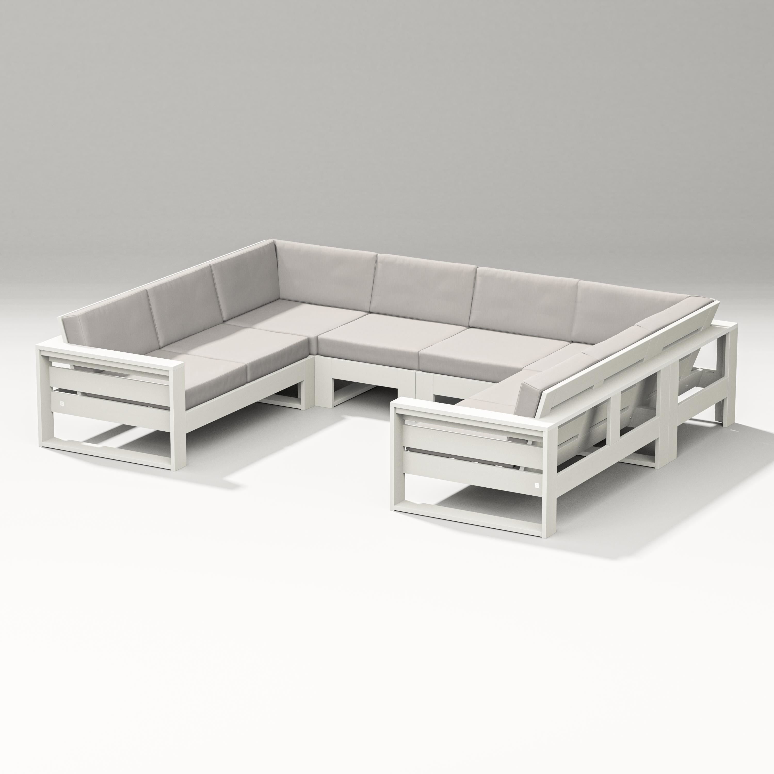 PW Designer Series Latitude U-Shaped Sectional in Vintage White / Cast Ash