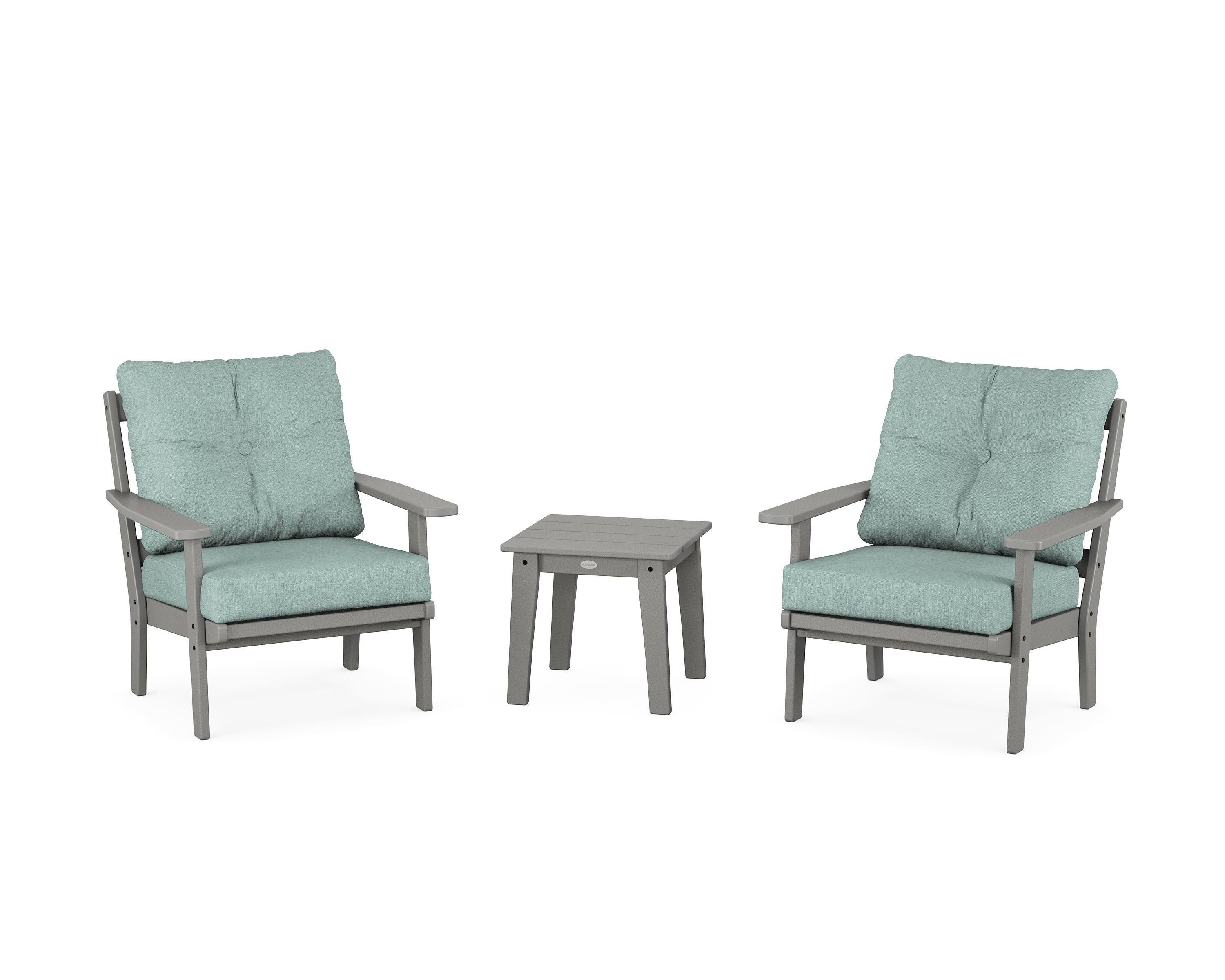 POLYWOOD® Prairie 3-Piece Deep Seating Set in Slate Grey / Glacier Spa