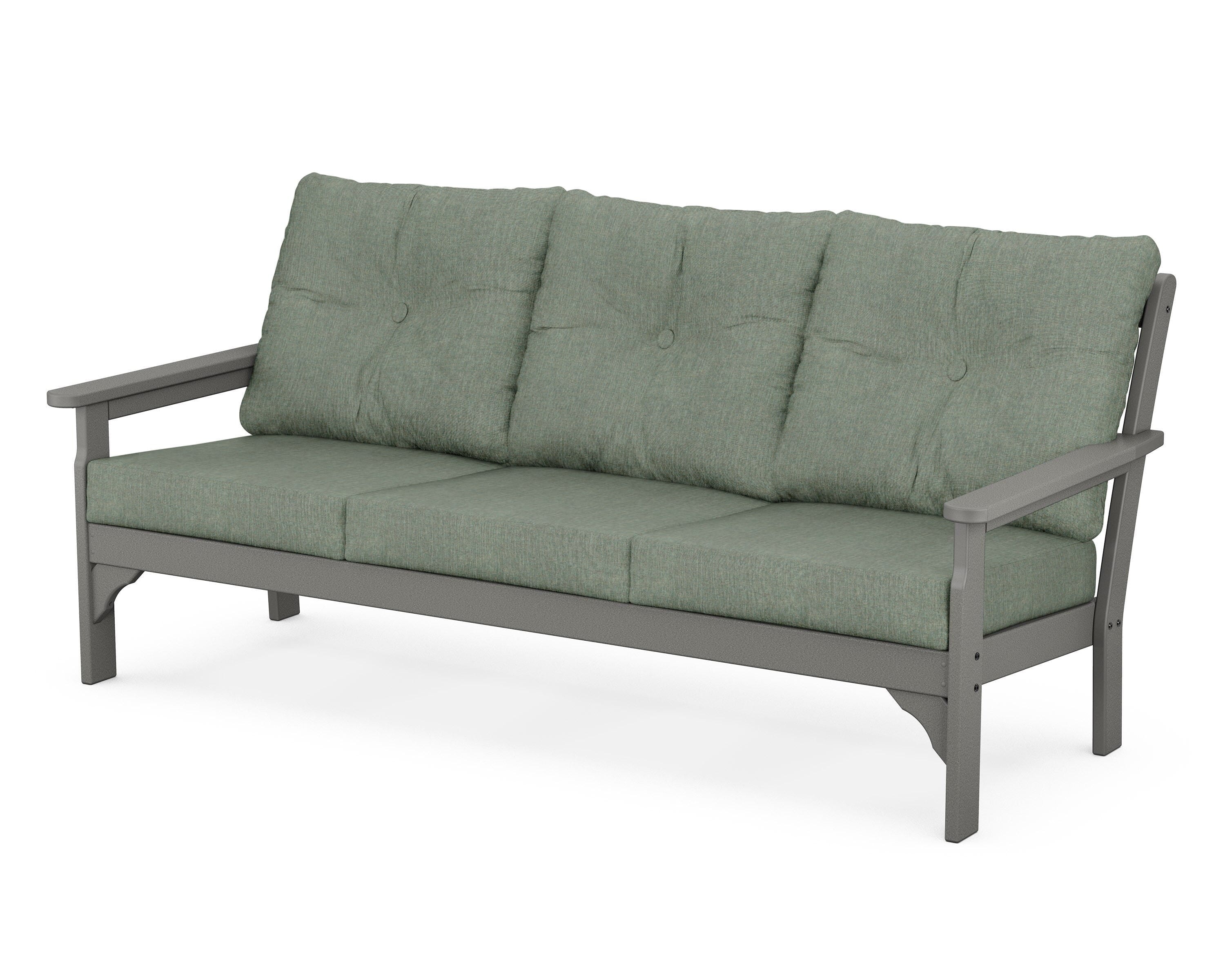 POLYWOOD® Vineyard Deep Seating Sofa in Slate Grey / Cast Sage