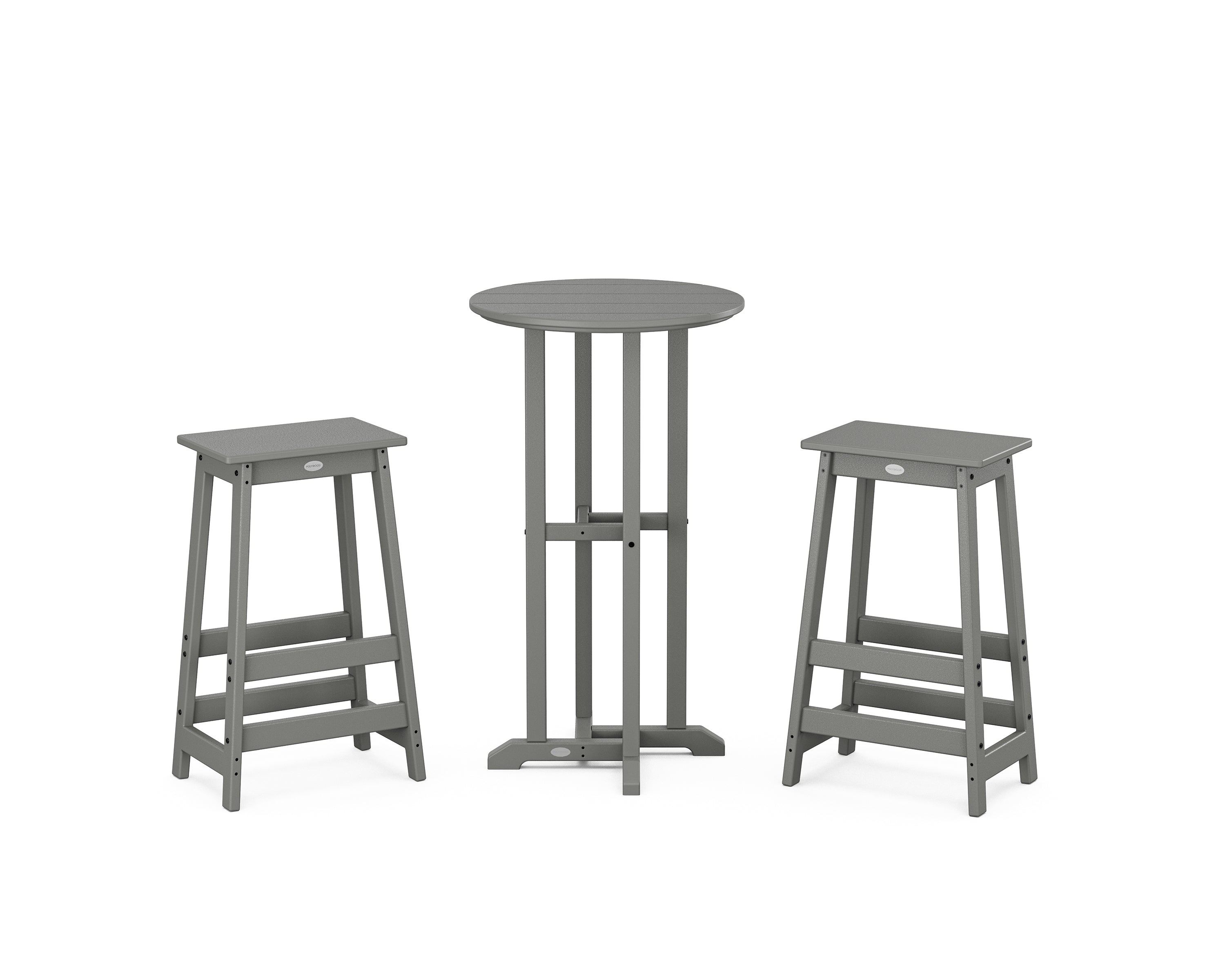 POLYWOOD® Modern Studio Bar Stool 3-Piece Bistro Set in Slate Grey