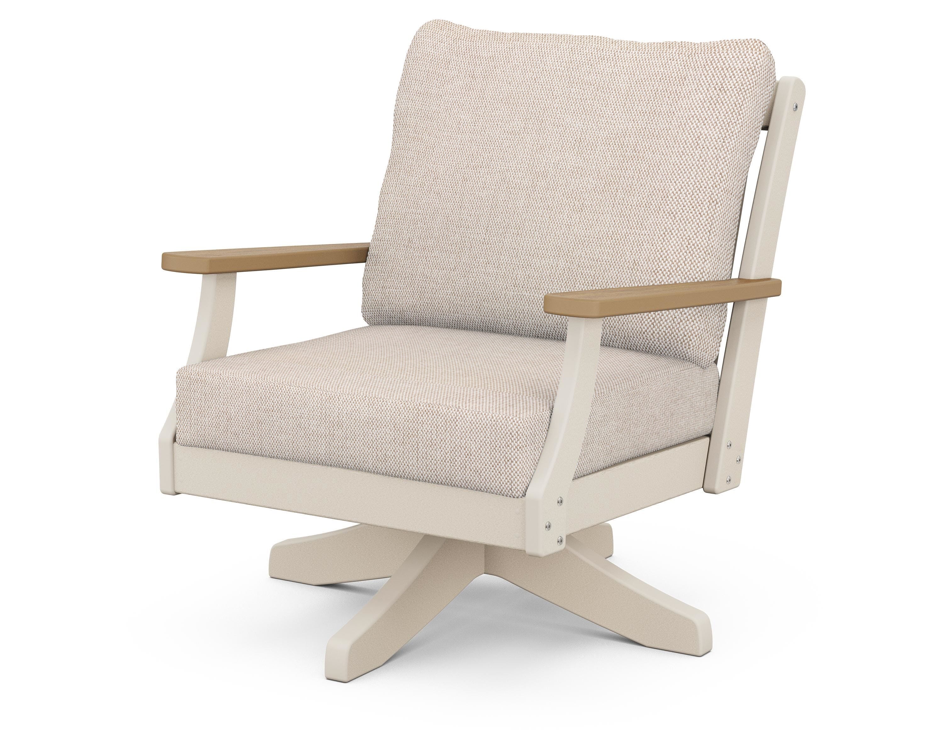 POLYWOOD® Braxton Deep Seating Swivel Chair in Sand / Natural / Blend Linen