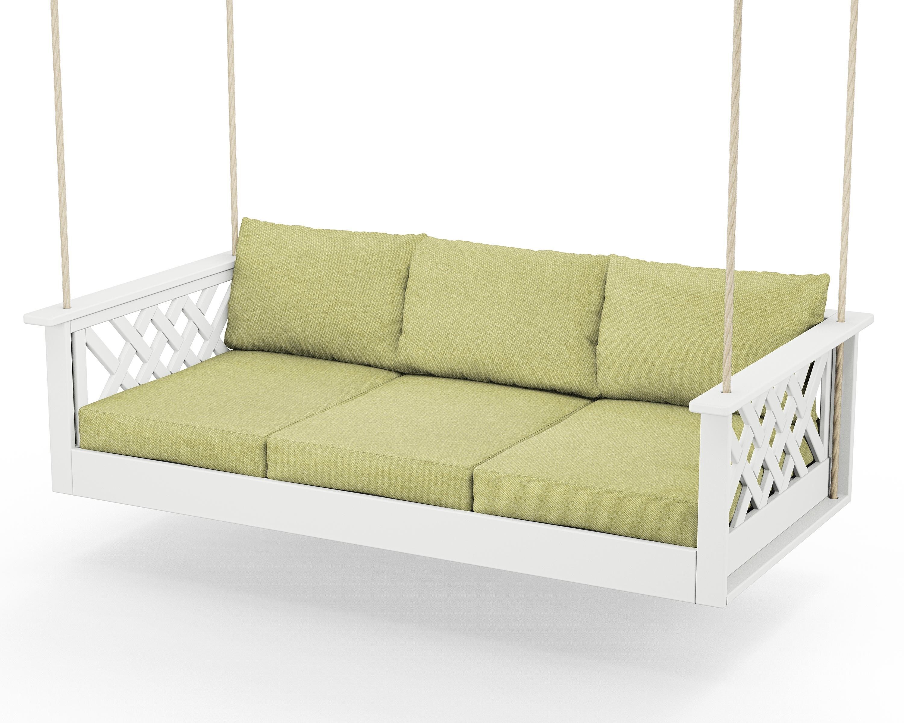 Country Living Wovendale Daybed Swing in White / Chartreuse Boucle